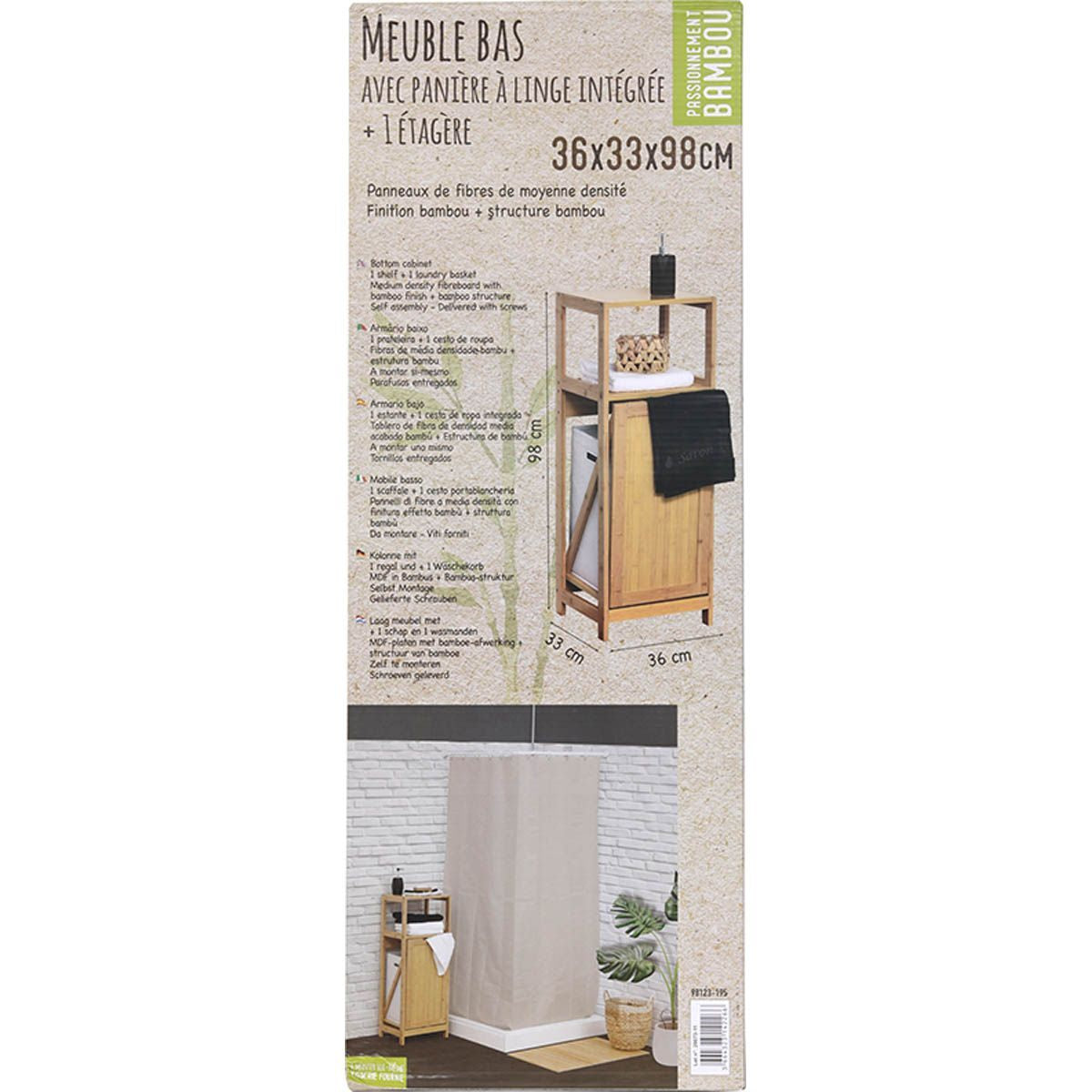Stylish Bamboo Cabinet with Pull-Out Laundry Basket & Storage Shelf | Space-Saving Organizer for Bedroom, Bathroom, or Laundry Room
