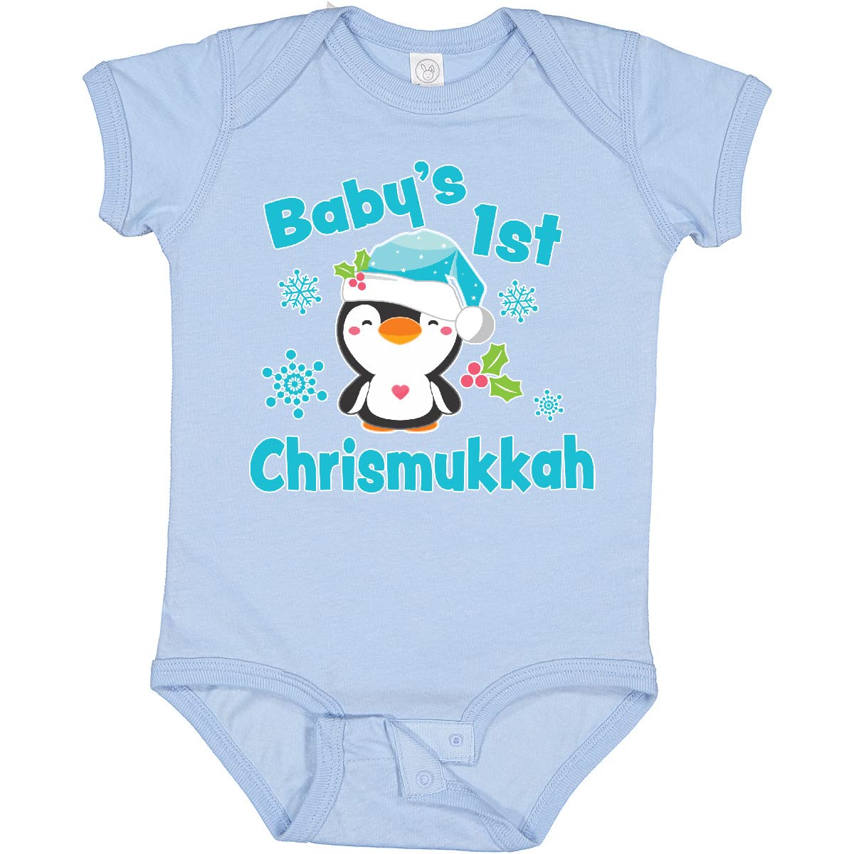 Inktastic Baby's 1st Chrismukkah Cute Penguin Bodysuit - Soft Cotton Infant Onesie for Holiday Celebrations & Family Photos