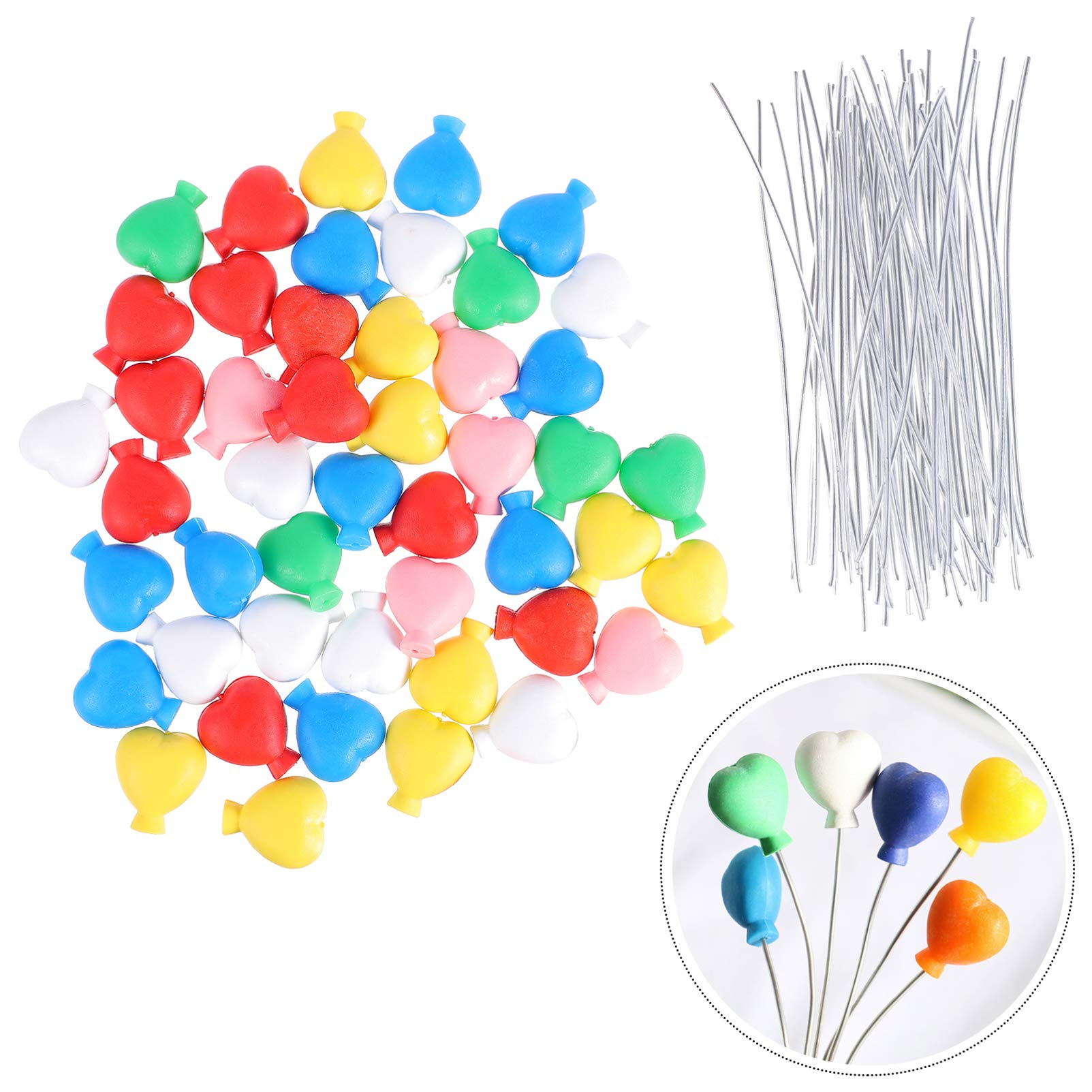 50Pcs Heart-Shaped Cupcake Toppers - Mini Balloon Bouquet & Landscape Ornaments for Cake Decor, Garden Party, Birthday, Wedding, Baby Shower - NUOBESTY