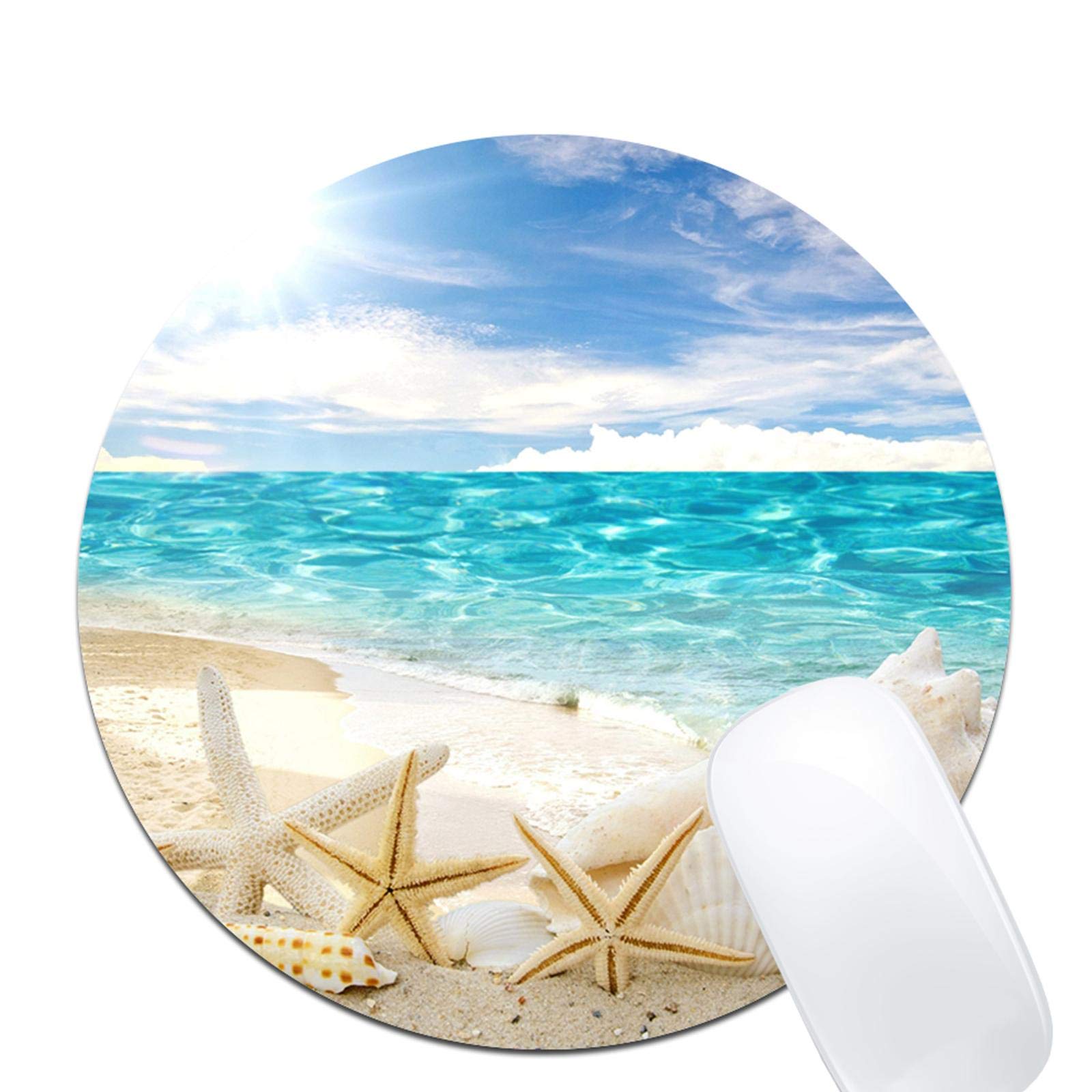 Custom Round Non-Slip Rubber Mouse Pad - Beautiful Beach Design for Office & Gaming | Ergonomic Computer & Laptop Accessory | Perfect for Work Desks, Home Offices & Gaming Setups