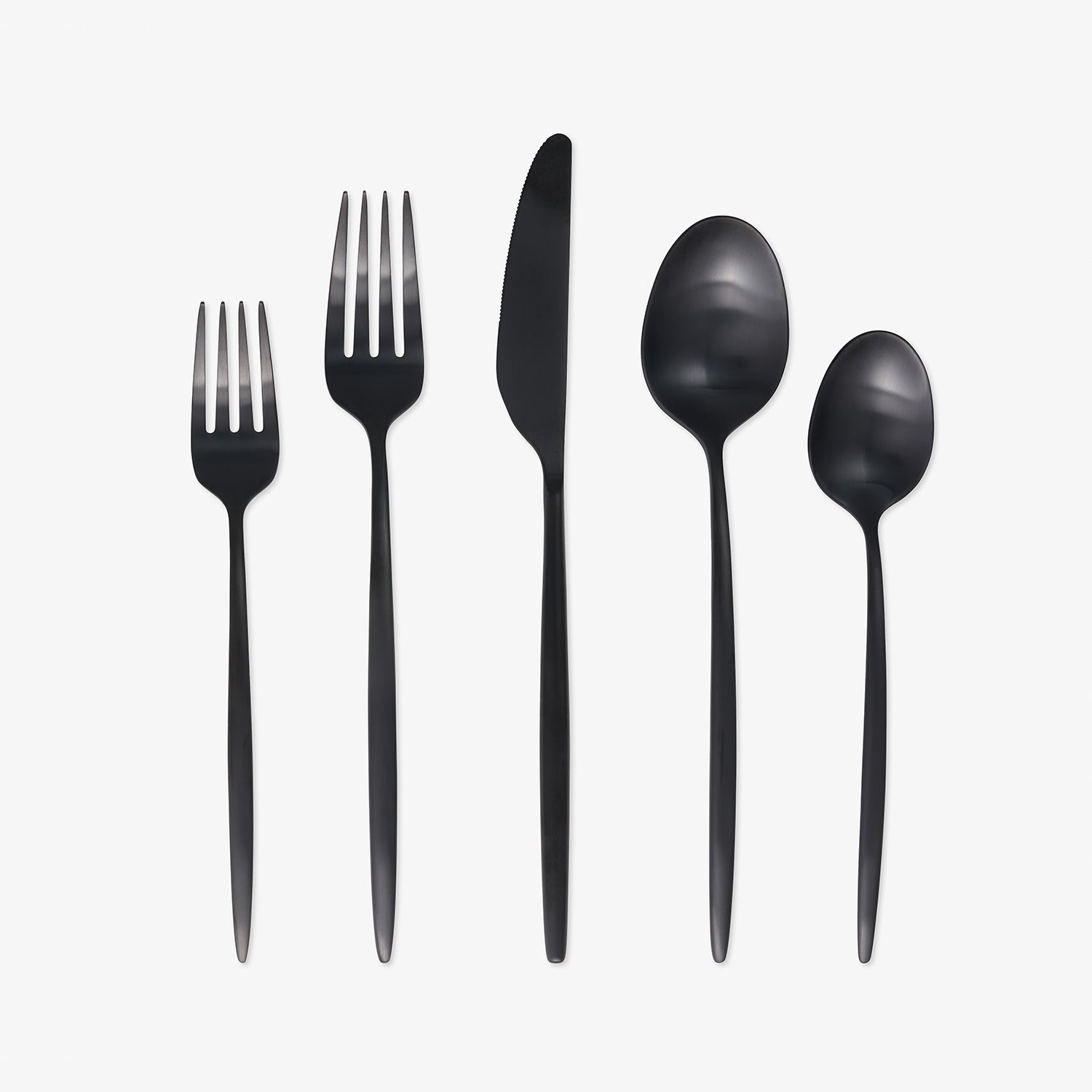 Premium Gaze Black Satin 20-Piece Flatware Set - Stainless Steel Silverware for Formal Dining, Wedding Registry & Elegant Dinner Parties