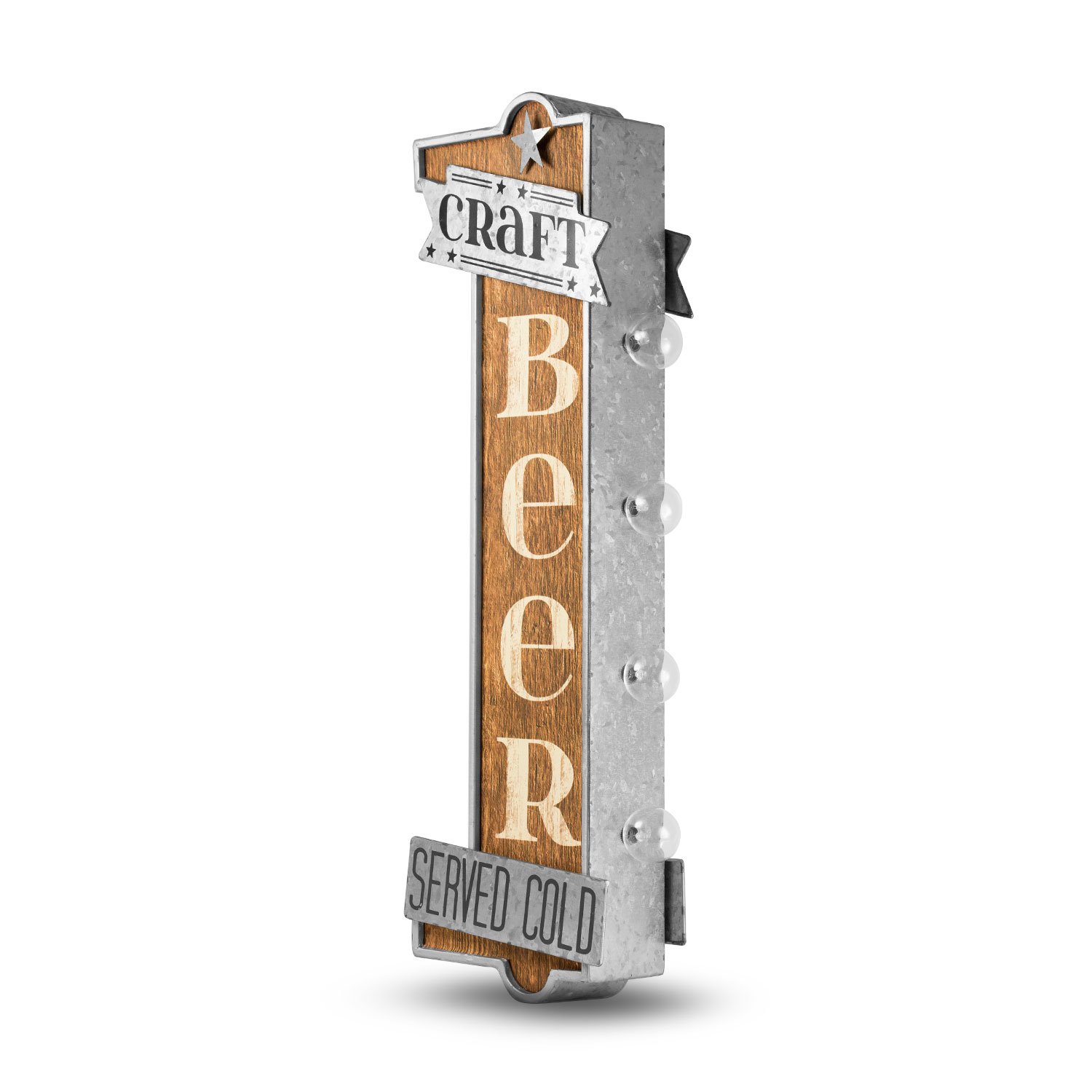 Vintage LED Marquee Wall Art - Battery Operated Metal Sign for Bar, Man Cave & Game Room Decor