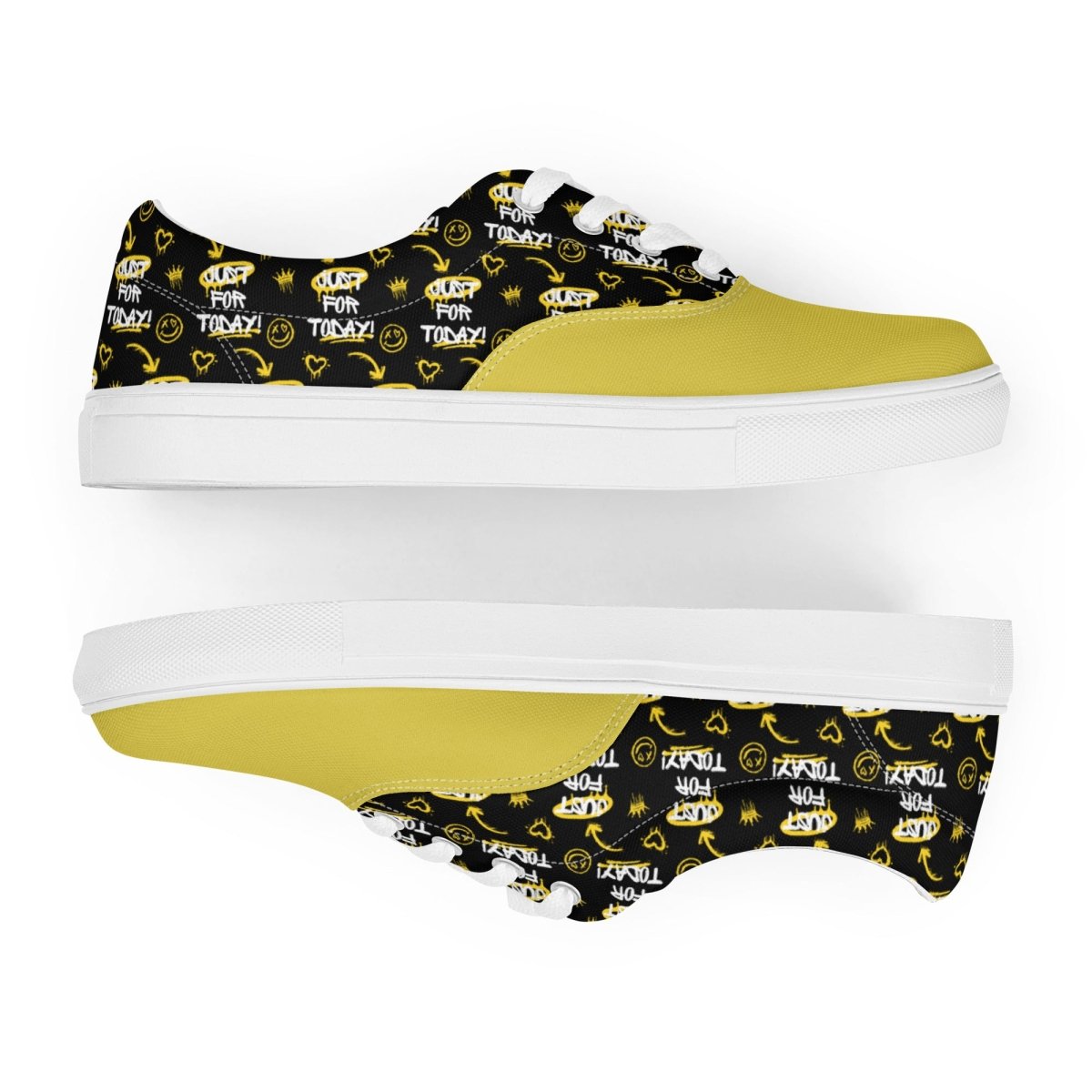 Just for Today Graffiti Men's Lace Up Canvas Sneakers - Durable Street Style Shoes for Urban Fashion & Skateboarding