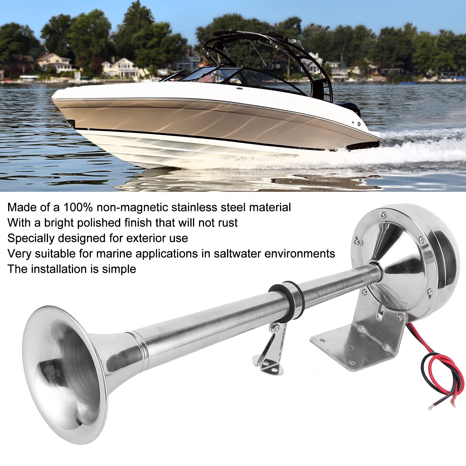12V Single Air Horn - Easy to Install, Anti-Corrosion Marine & Truck Air Horn for Boats, Trucks, Lorries - Perfect for Emergency Alerts & Vehicle Safety