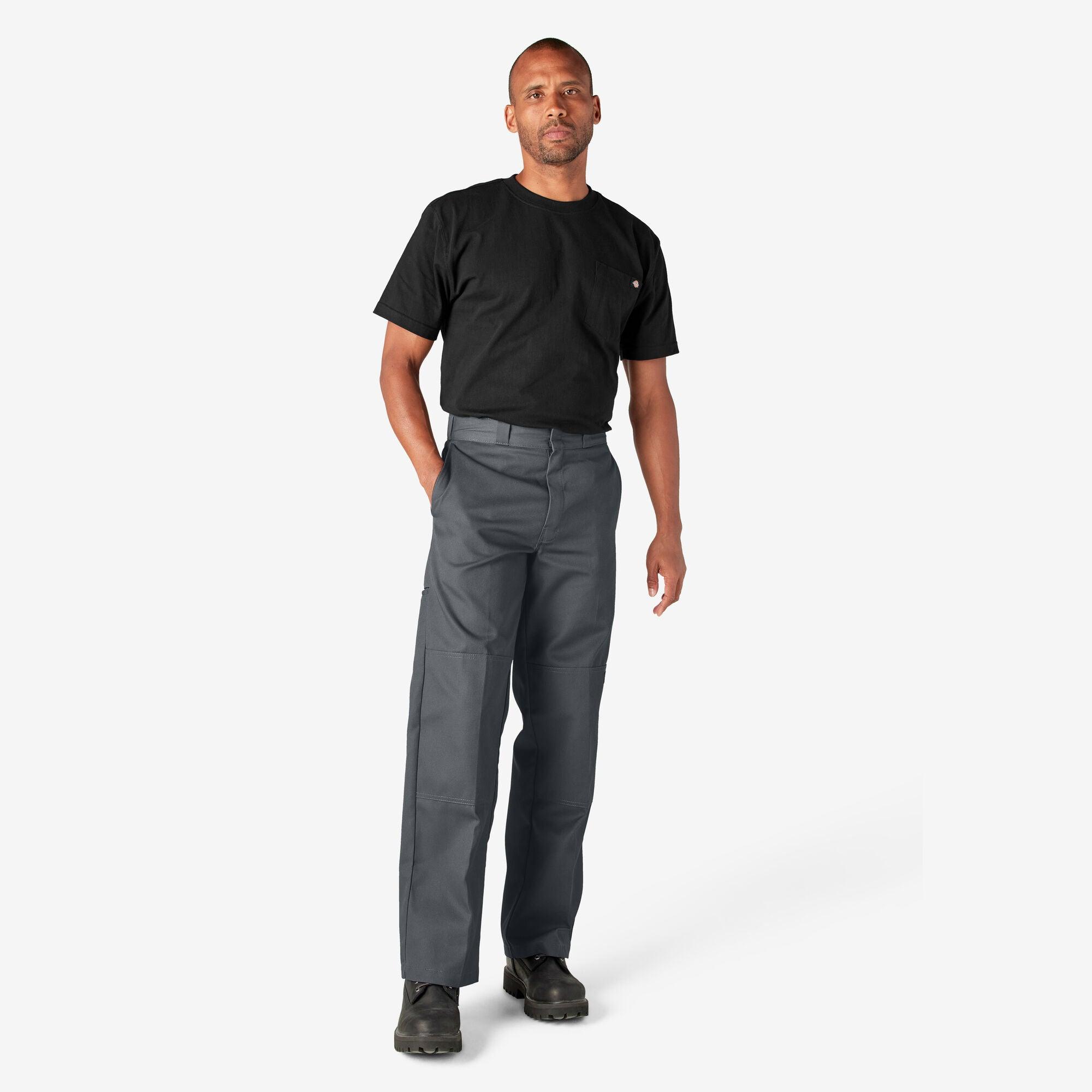 Durable Loose Fit Double Knee Work Pants for Men - Charcoal Gray - Heavy Duty Carpenter Pants for Construction, Landscaping & Outdoor Work