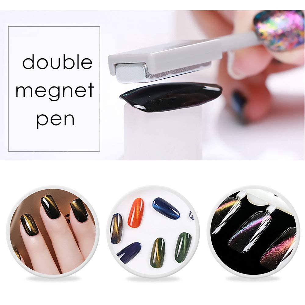 D.B.Z.® 3Pcs 3D Cat Eyes Nail Art Magnetic Pen Set - Double Head Magnet Stick for UV Gel Magic Manicure - DIY & Salon Professional Nail Tools - Perfect for Home Nail Art and Professional Salon Use