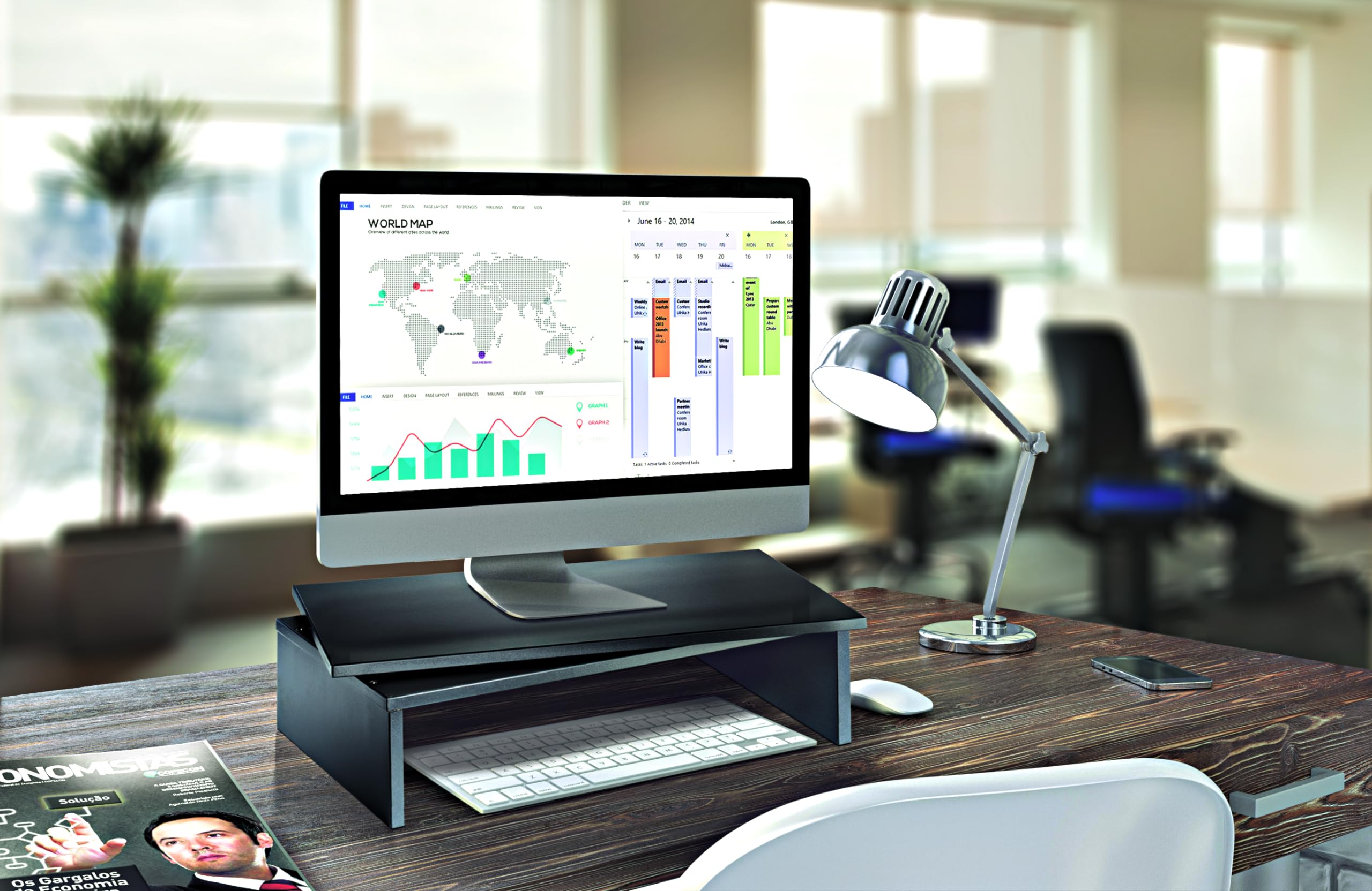 Meliconi Space LCD M Swivel TV and PC Monitor Stand, Black - Perfect for Home Office, Gaming, and Workspace Setup