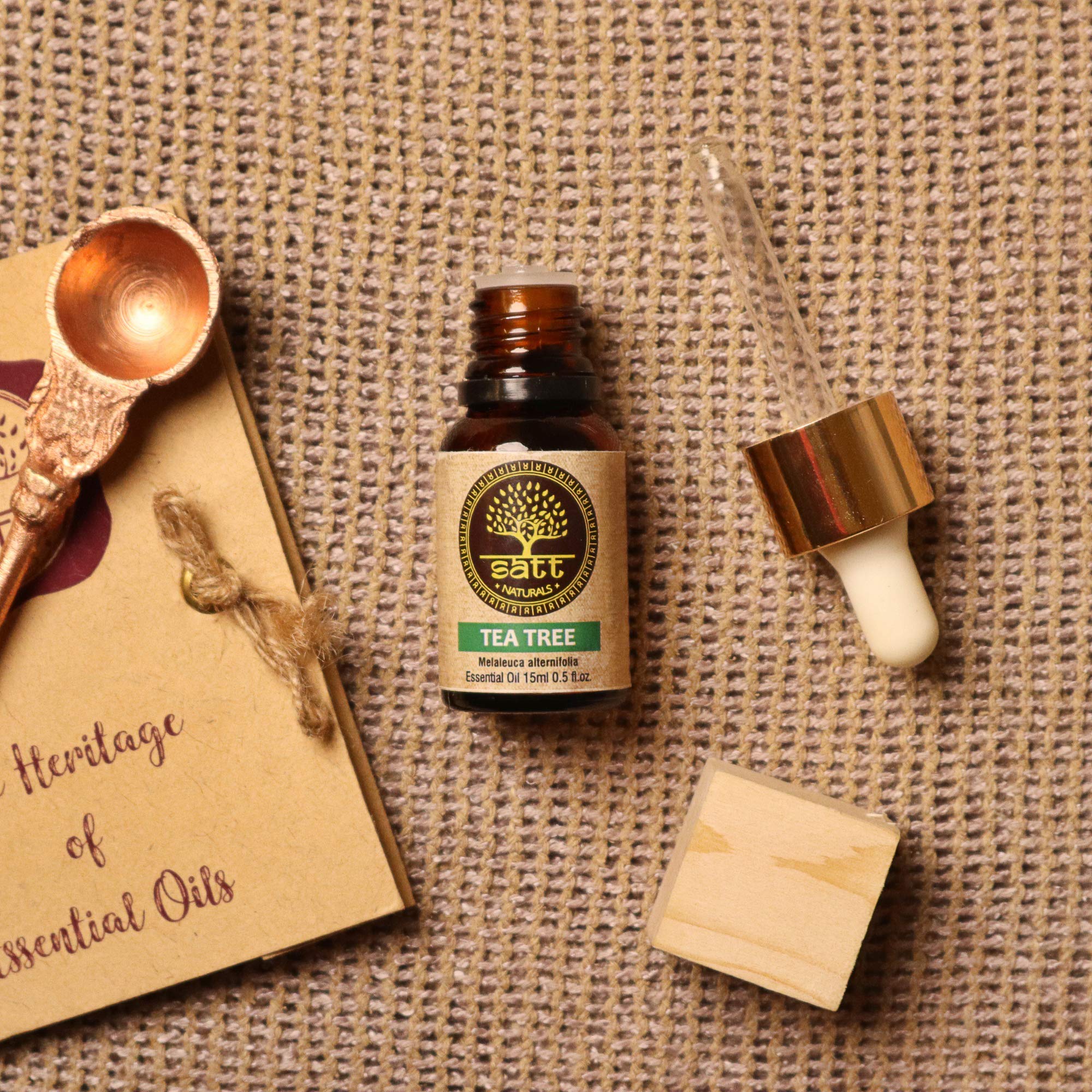 Satt Naturals 100% Pure Australian Tea Tree Essential Oil - 15ml for Skin, Hair, Face Care, Acne Treatment & Immune Support | Undiluted Therapeutic Grade | Perfect for Aromatherapy, DIY Beauty & Home Remedies