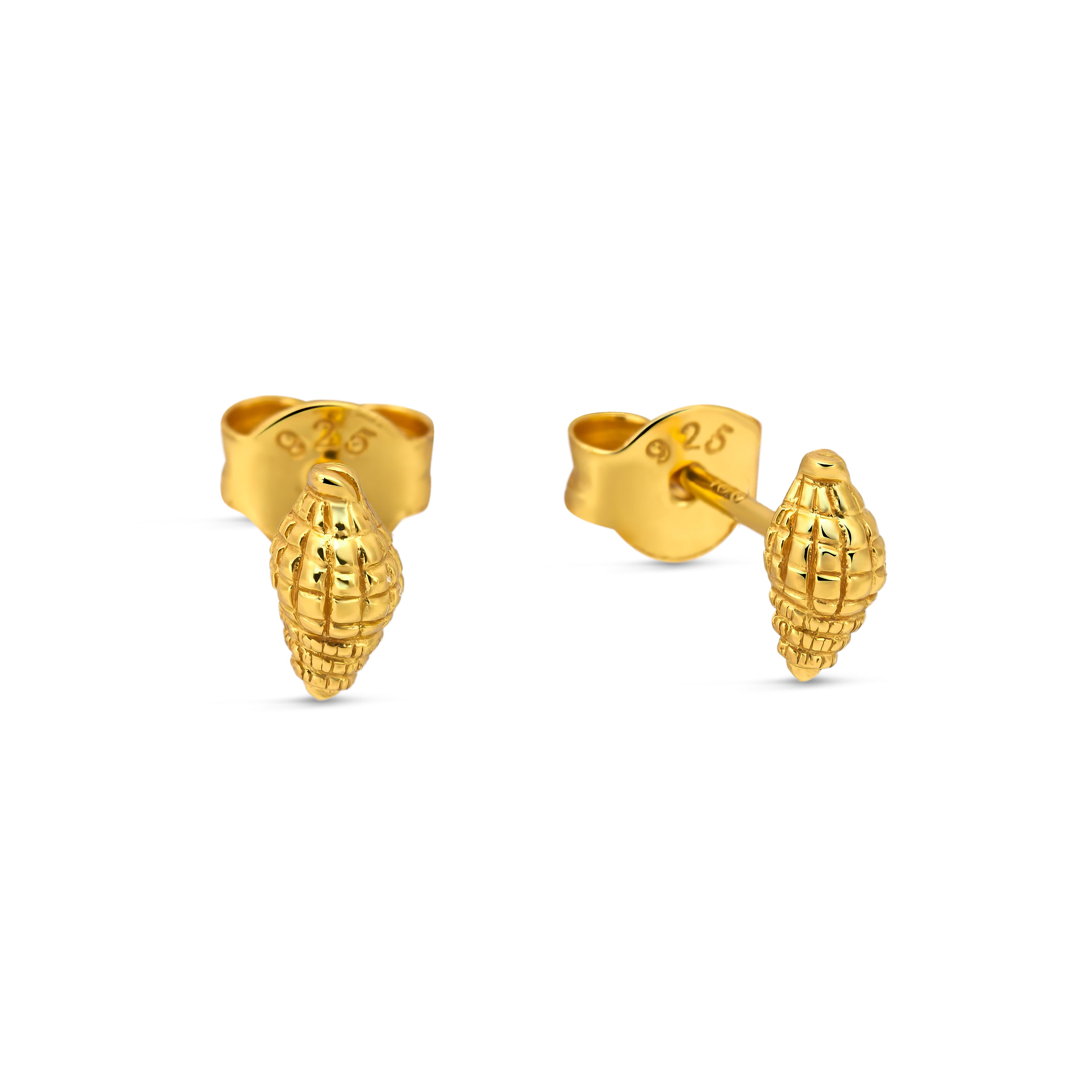 Spiral Shell Gold Stud Earrings for Women - 14K Gold Plated Dainty Seashell Earrings - Perfect for Beach Vacation, Summer Outfits & Boho Jewelry Collection