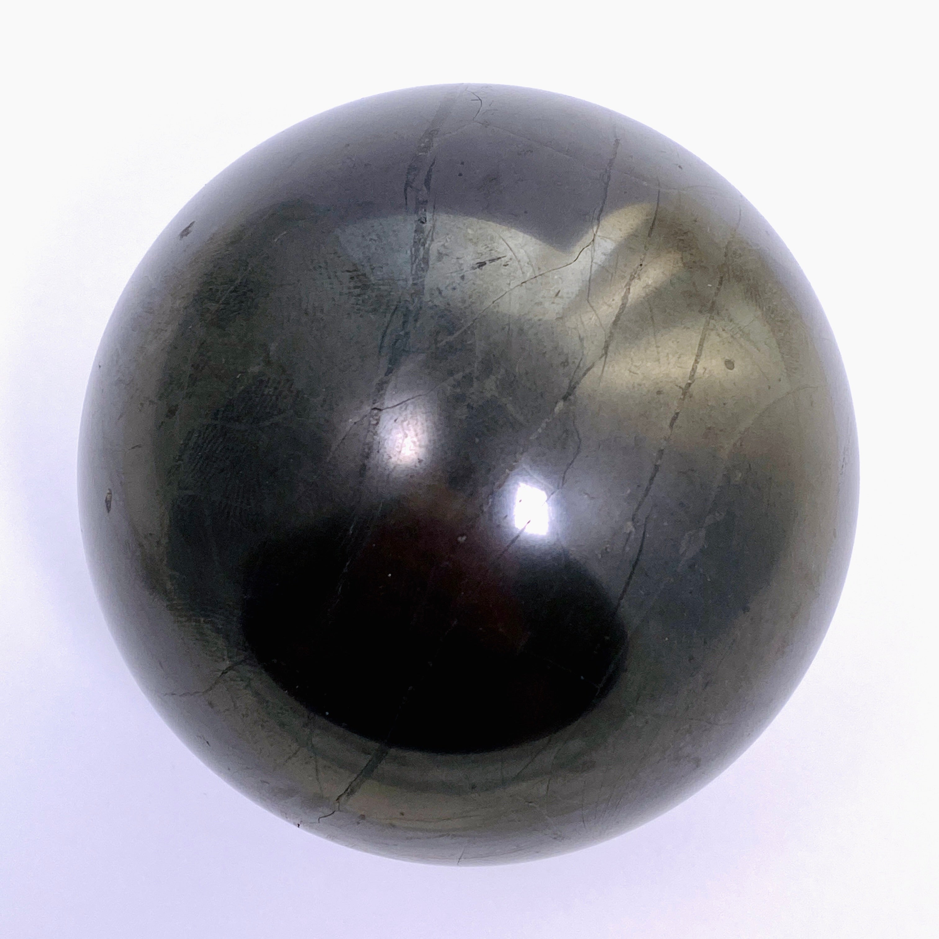 Shungite Sphere 84mm - Natural EMF Protection Stone for Home & Office - Meditation, Healing & Energy Purification - Perfect for Desk Decor, Feng Shui & Spiritual Practices