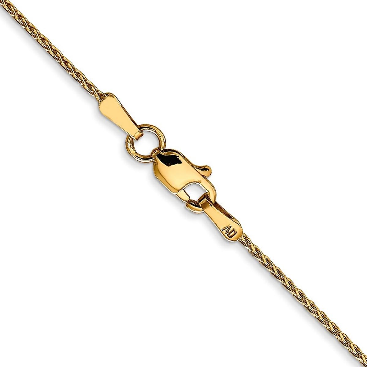 14K Yellow Gold Solid Lobster Claw Clasp 1.2mm Sparkle Cut Wheat Chain Necklace 24 Inch - Dainty Jewelry for Women & Men | Everyday Wear, Gift Giving, Special Occasions