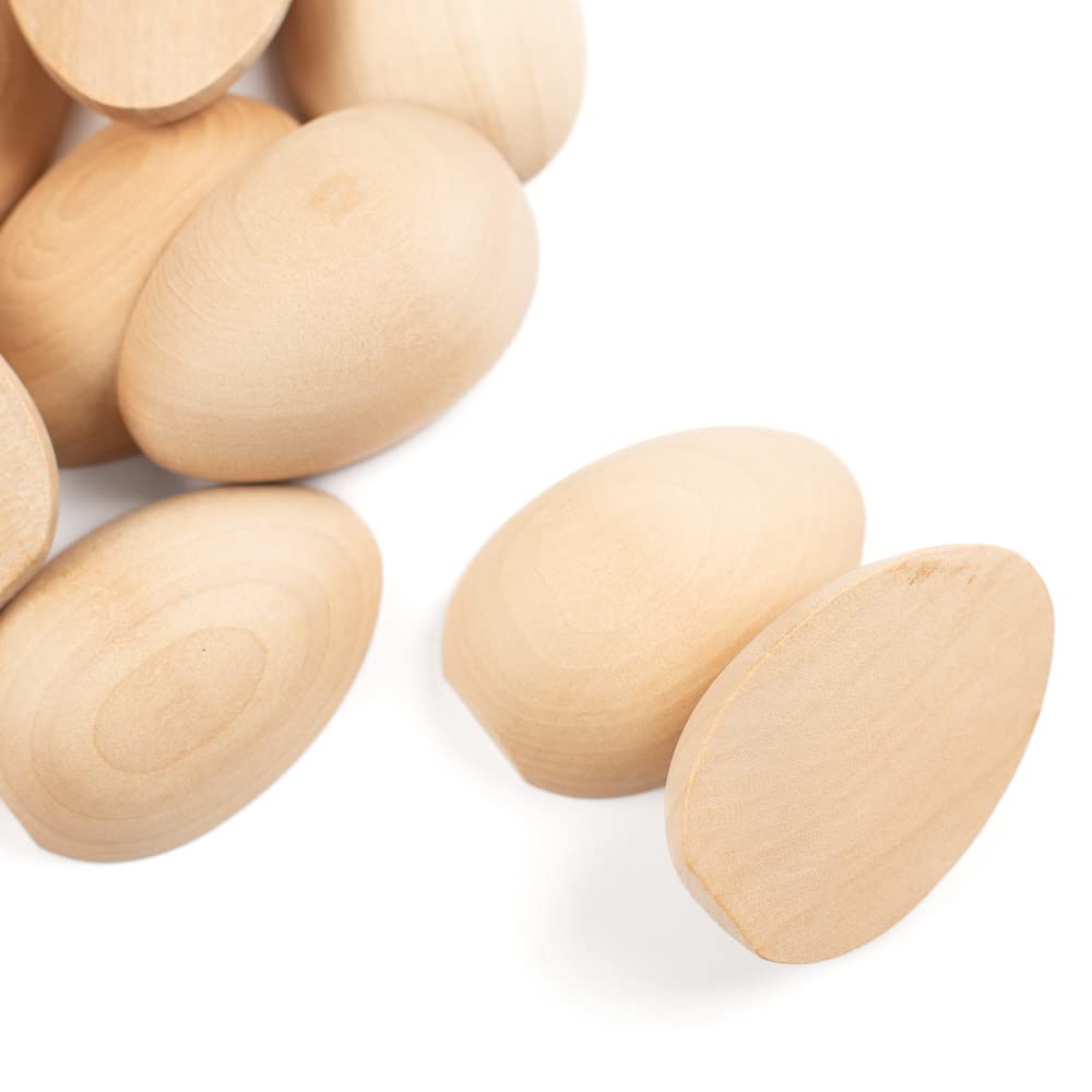 12 Pack Smooth Solid White Birch Unfinished Wood Split Eggs for Easter Crafts & DIY Decor – 2.5