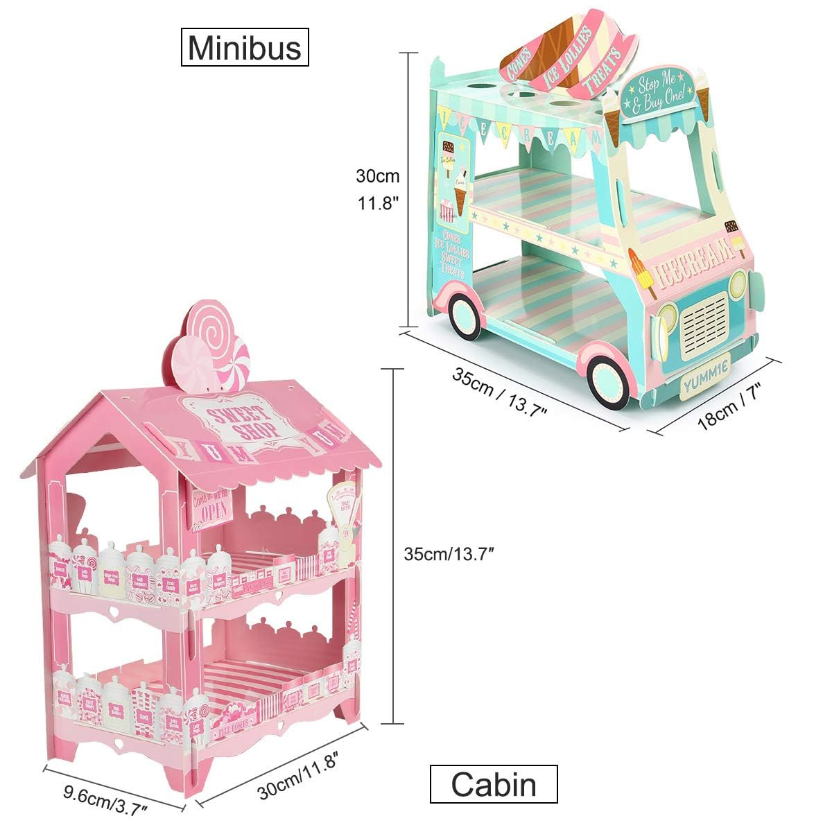 3-Tier Cupcake Stand for Parties - Elegant Cake Holder for Desserts, Ice Cream & Street Van Theme Decor - Perfect for Birthday, Wedding & Baby Shower Decorations