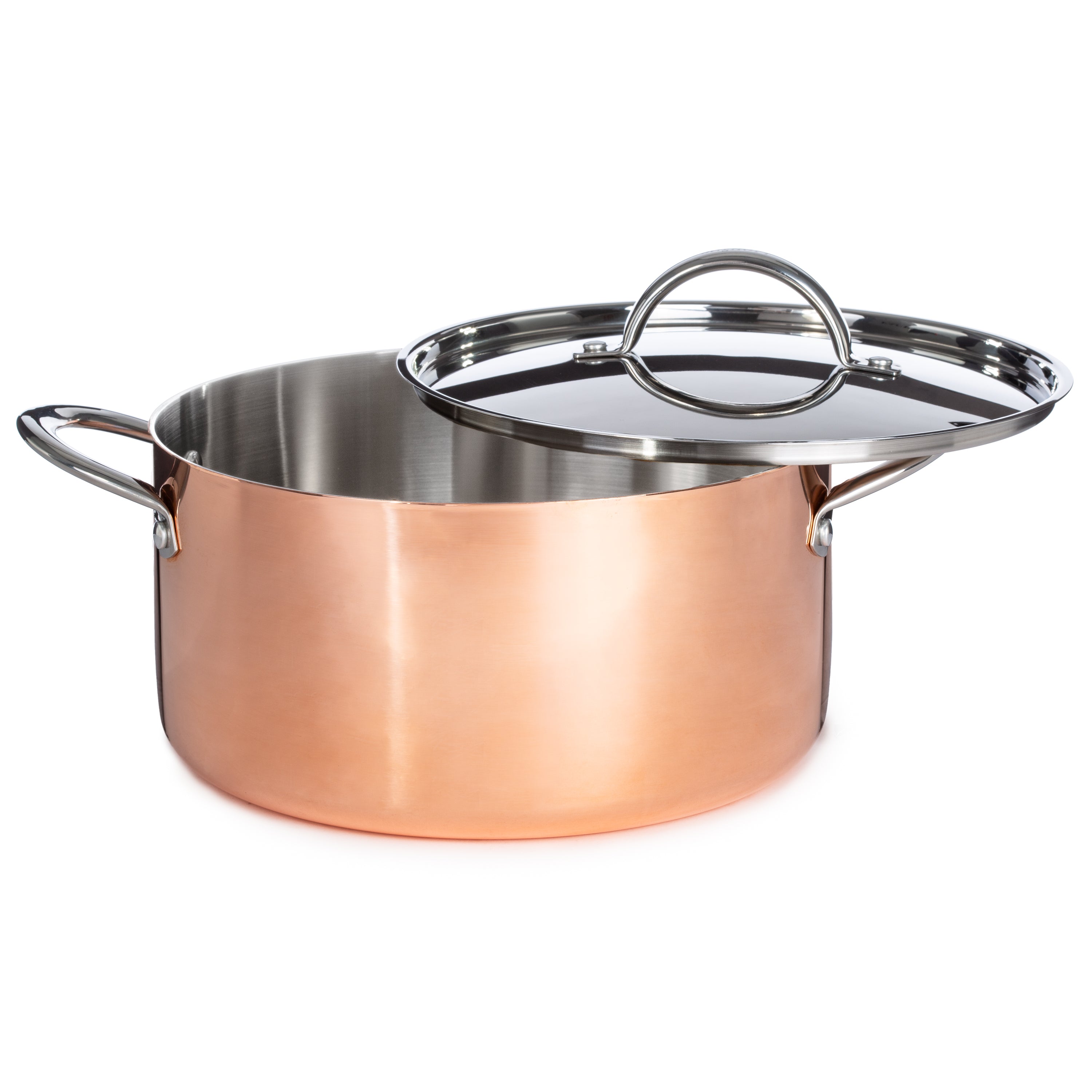 BergHOFF Vintage 5-Piece Tri-Ply Copper Cookware Set with Lids - Polished Stainless Steel Pots & Pans for Professional Cooking, Home Kitchen & Gourmet Meal Preparation