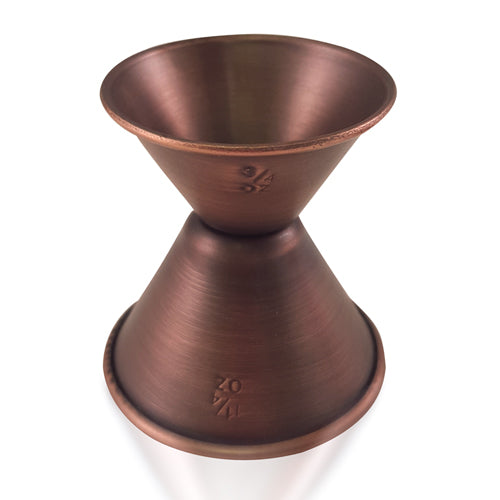 BarConic® Double Sided Jigger - 0.75oz & 1.25oz Antique Finish Cocktail Measuring Cup - Perfect for Bartenders, Home Bars & Mixology Enthusiasts