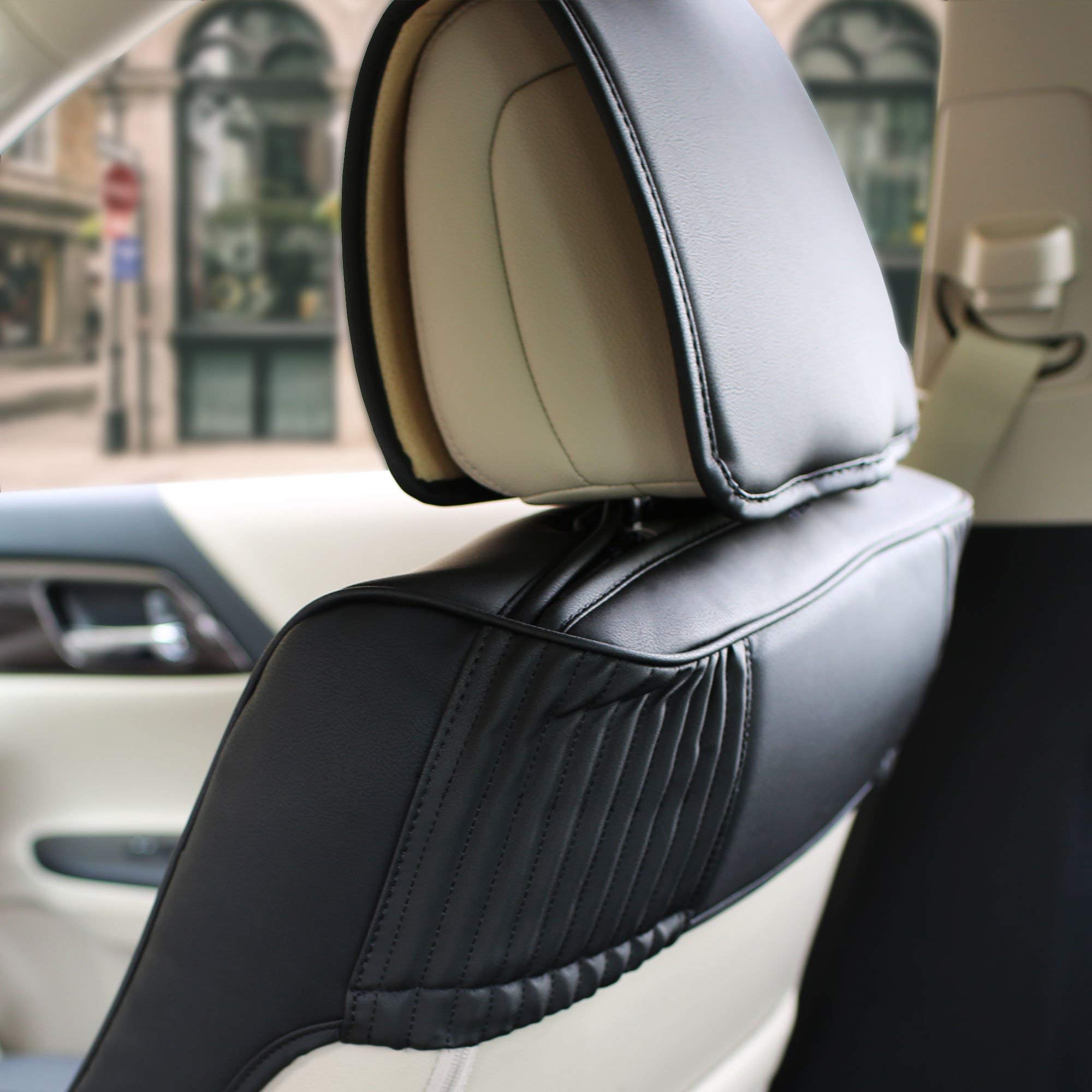 Premium FH Group Car Seat Covers - Universal Fit for Cars, Trucks & SUVs | Black Ultra Comfort Leatherette | Waterproof Seat Protector | Perfect for Daily Commute, Road Trips & Family Travel