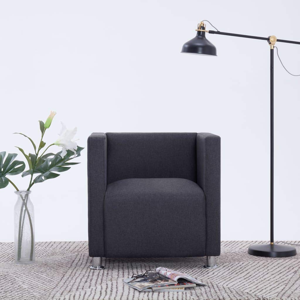 Unfade Memory Cube Accent Armchair - Modern Fabric Upholstered Single Sofa Chair for Living Room, Bedroom & Office - Comfortable Lounge Chair in Dark Gray