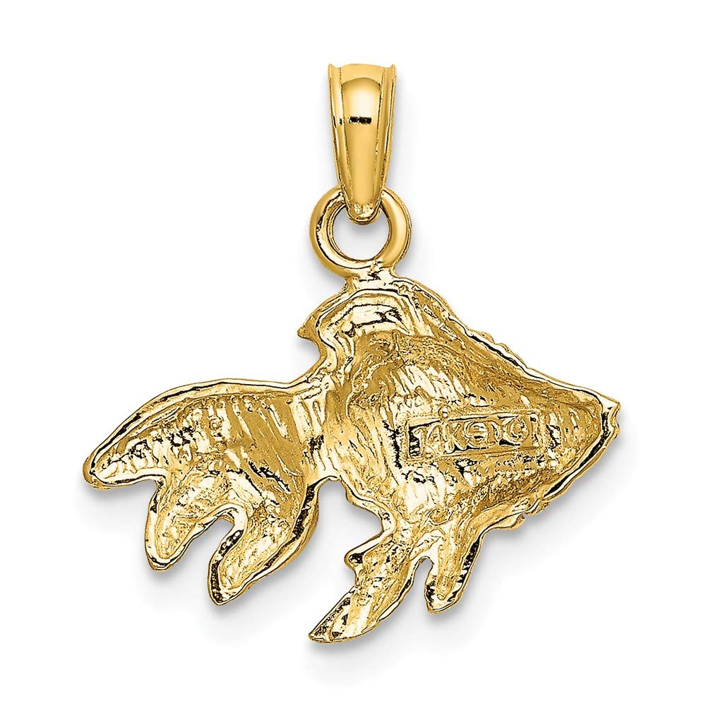 14K Yellow Gold Fish Pendant - 2D Textured Long Fin Koi Jewelry (0.36 x 0.69 Inch) - Perfect for Gifts, Birthdays & Everyday Elegance