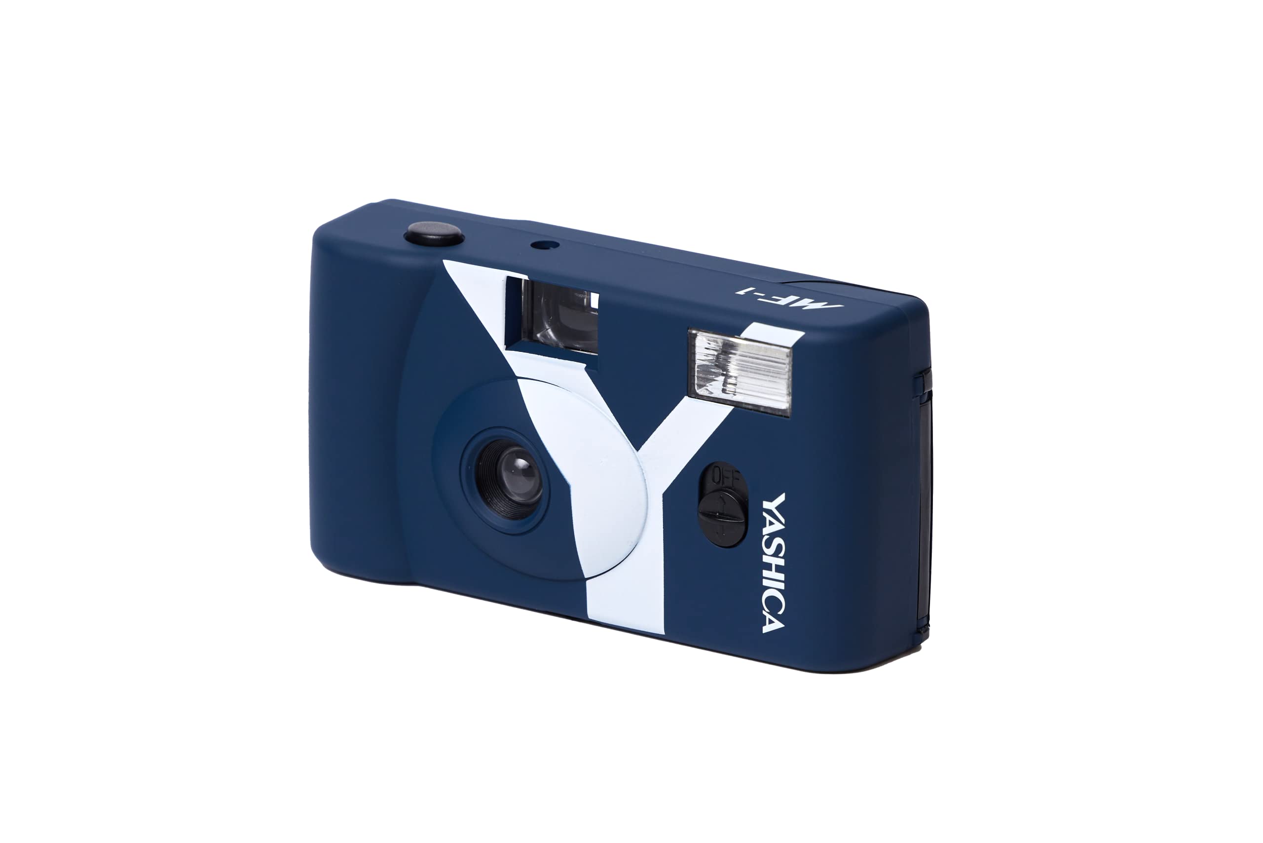 YASHICA MF1 Dark Blue 35mm Film Camera Kit with Rechargeable Battery, Strap & Preloaded Film - Sustainable Disposable Camera for Travel, Weddings & Vintage Photography