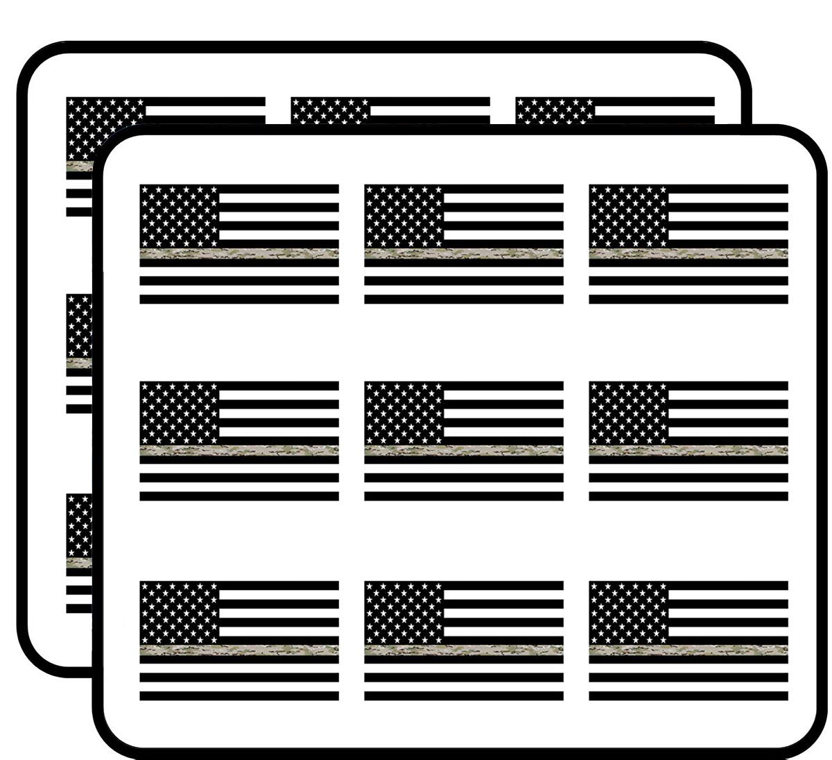 Thin Green Line Flag Decal - 18 Pack OCP Camo USA American Flag Vinyl Stickers (2