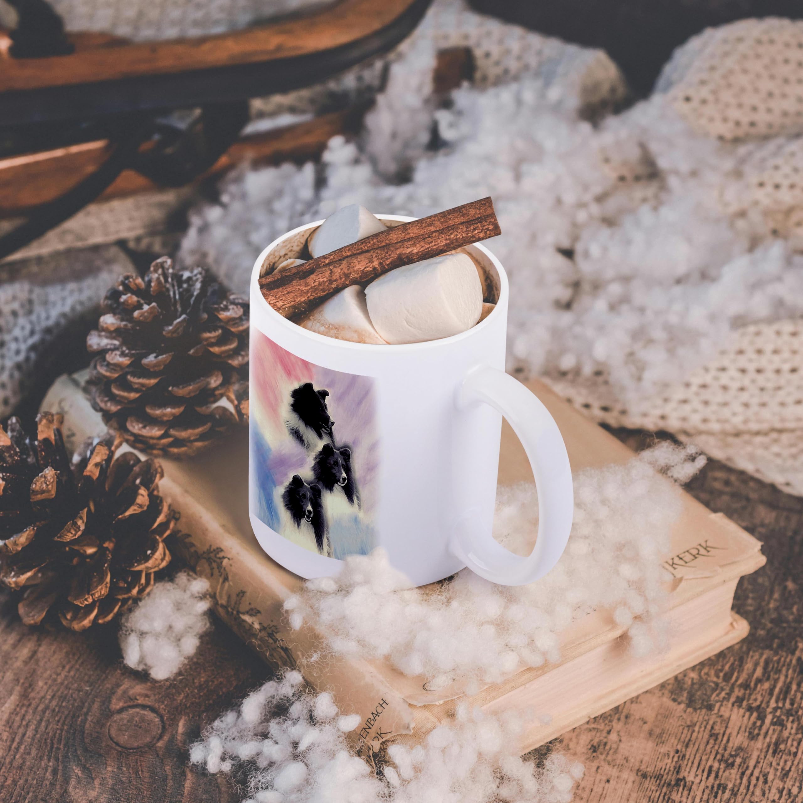 3dRose Black Sheltie Dog Ceramic Coffee Mug - 11 oz Insulated Cup for Hot & Cold Drinks - Perfect for Tea, Coffee, or Gift for Dog Lovers