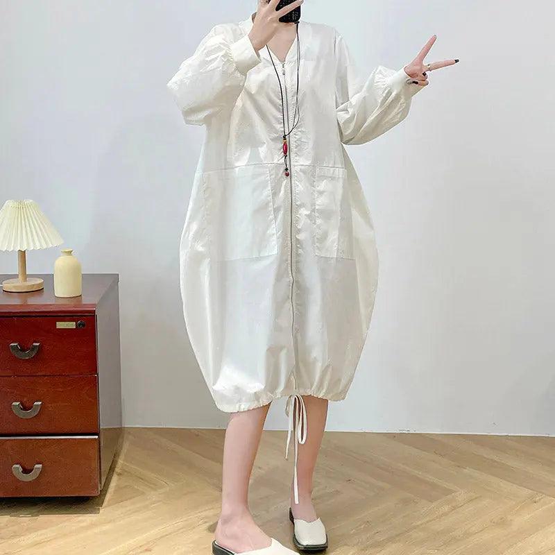 Elegant White Long Sleeve Shirt Dress for Women - Office Wear, Casual Outfit & Spring Fashion