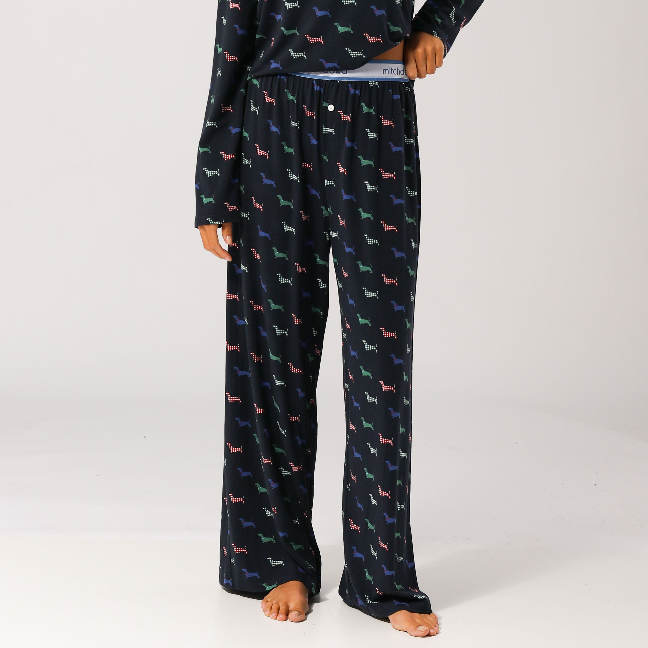 Women's Soft Bamboo Sleep Pants - Navy Blue Comfy Lounge Pajama Bottoms for Relaxing at Home & Sleeping
