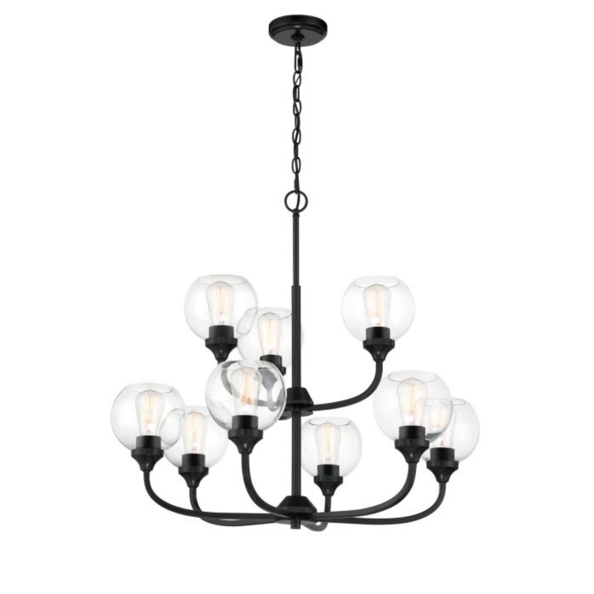 Craftmade Glenda 9-Light Flat Black Chandelier - Modern Ceiling Lighting Fixture for Dining Room, Bedroom, or Living Room Decor