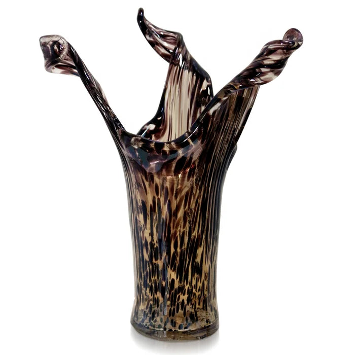 39 AIT10023 Tortoiseshell Murano Glass Vase - Handcrafted Italian Art Glass Vase for Home Decor, Wedding Centerpiece & Luxury Gift