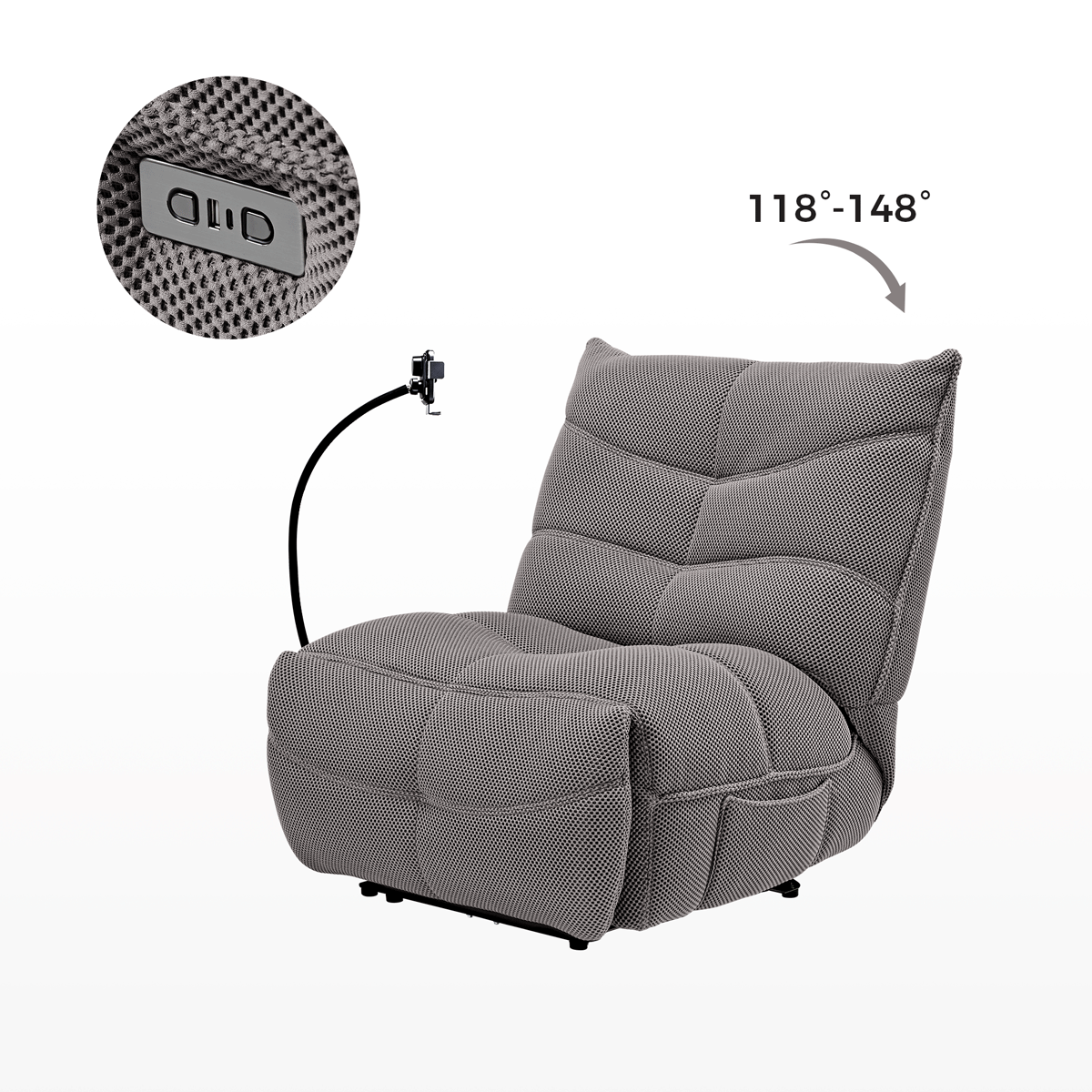 Linx Recliner Chair with Wireless Charging & USB Ports - Perfect for Living Room, Home Theater & Office Relaxation