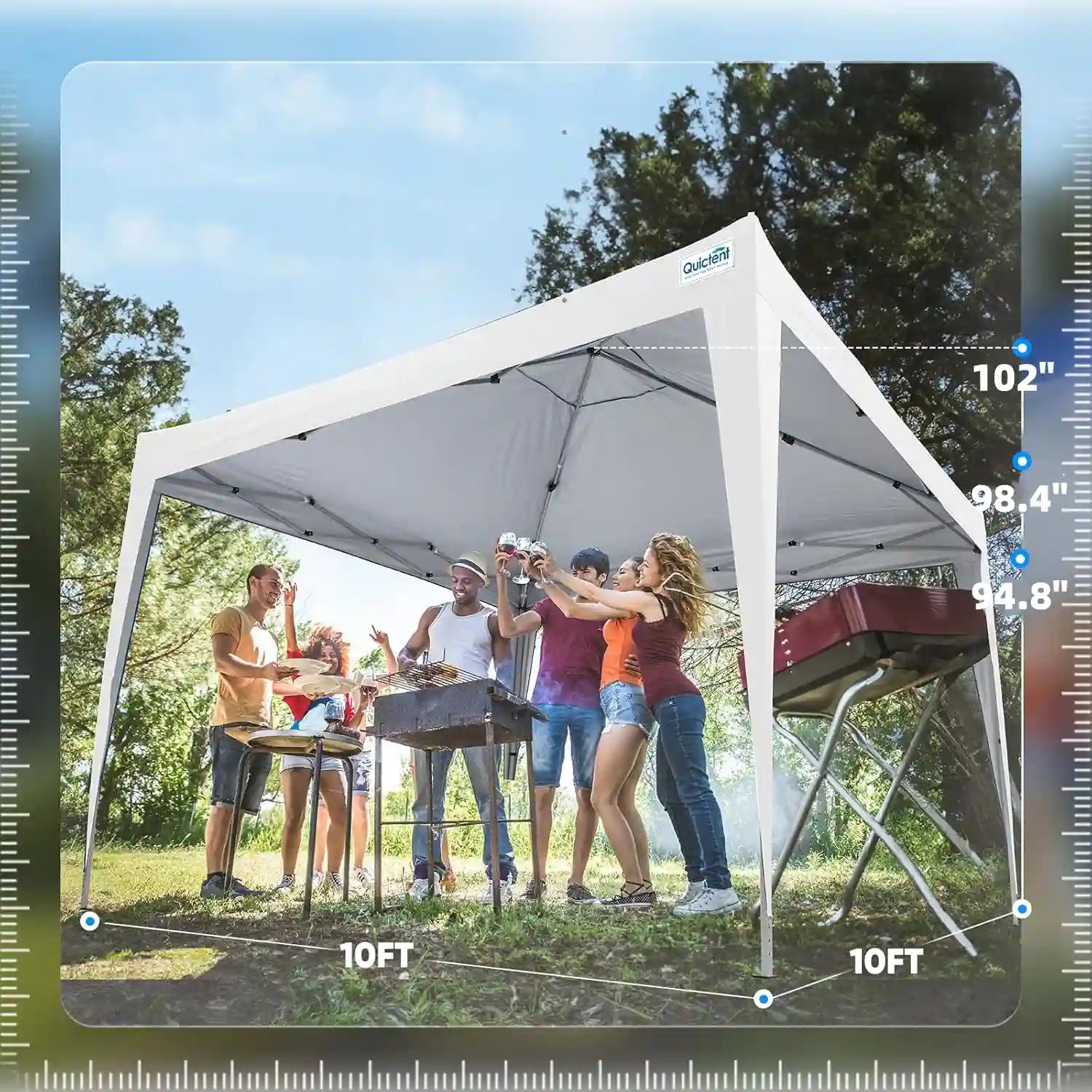10' x 10' Instant Pop Up Canopy Tent with No Side Walls - Portable Outdoor Shelter for Camping, Beach, Picnics & Backyard Parties