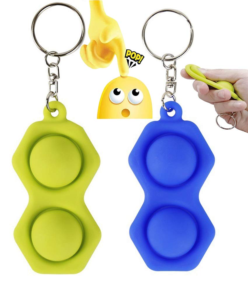 2022 Sensory Push Pop Bubble Fidget Keychain - Stress Relief Dimple Toy for Autistic Children, Kids, Boys & Girls - Perfect for School, Travel & Anxiety Relief (Style 11)
