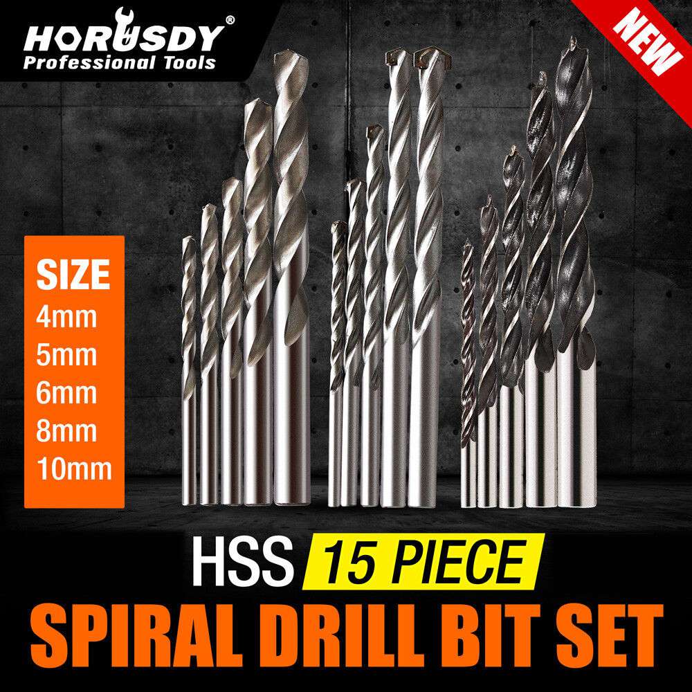 15-Piece HSS Drill Bit Set for Wood, Metal & Concrete - Titanium Coated Metric Drill Bits - Perfect for DIY Projects, Home Repairs & Professional Construction Work