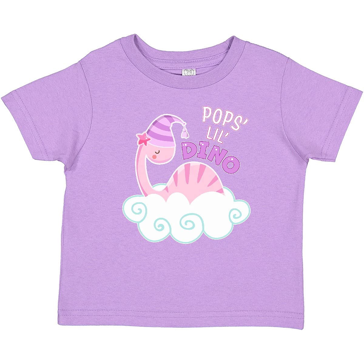 Inktastic Pop's Lil Dino Cute Pink Baby Dinosaur T-Shirt - Soft Cotton Tee for Toddlers & Kids - Perfect for Playdates, Birthday Parties & Everyday Wear