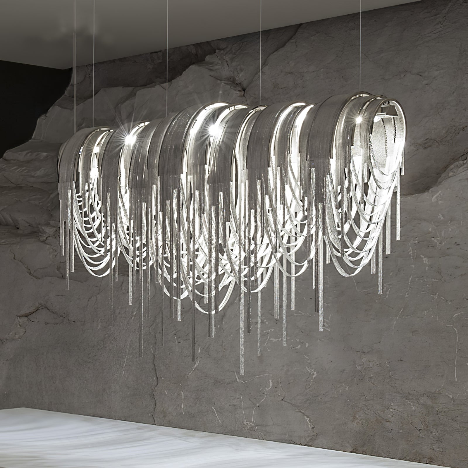 Elegant Length Chains Chandelier - Modern Crystal Pendant Lighting for Dining Room, Bedroom & Living Room - Perfect for Home Decor and Wedding Events