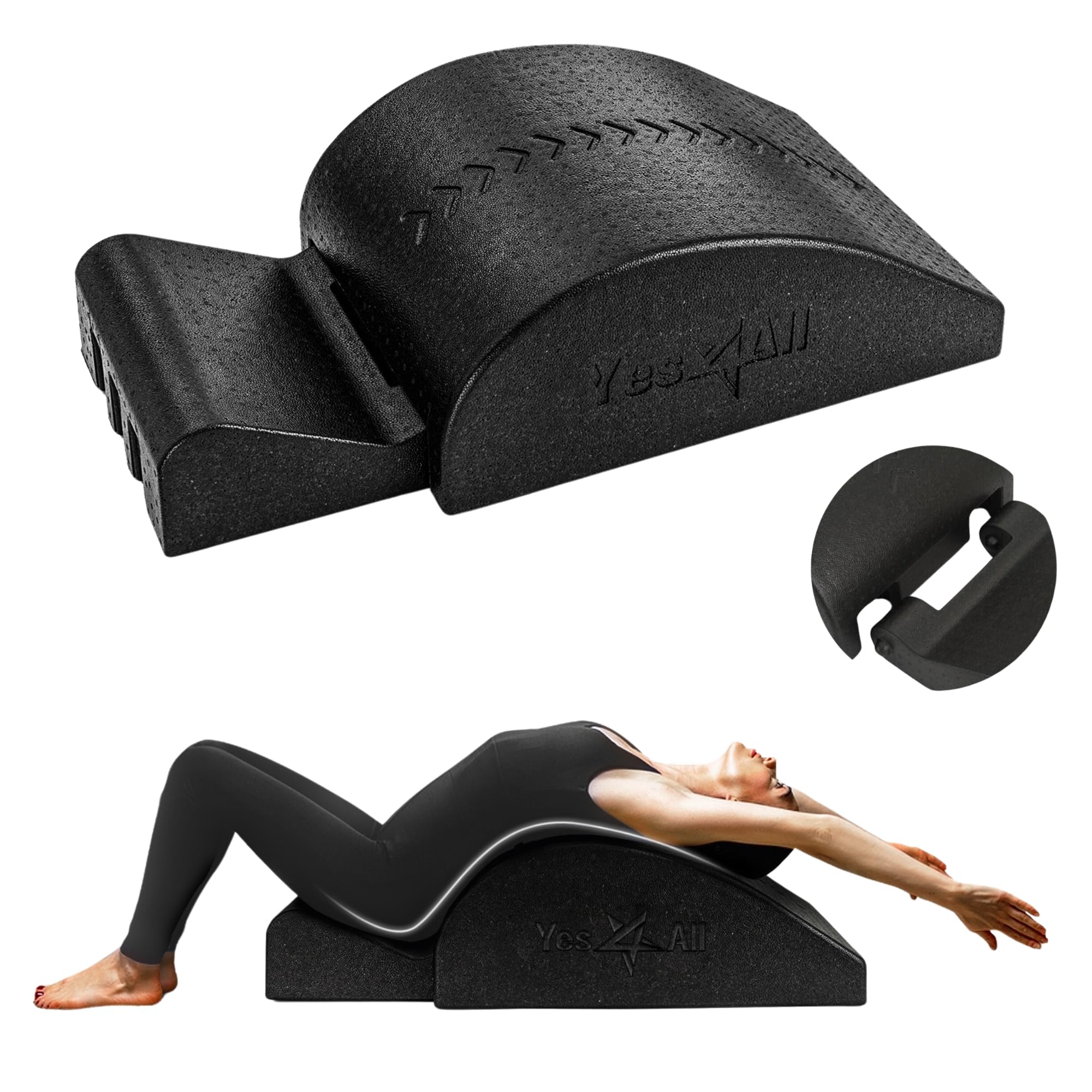 Yes4All Foldable Pilates Spine Corrector & Arc Barrel - 350lbs Weight Capacity for Core Strengthening, Stretching & Back Pain Relief - Perfect for Home Gym, Yoga Studio & Physical Therapy Sessions