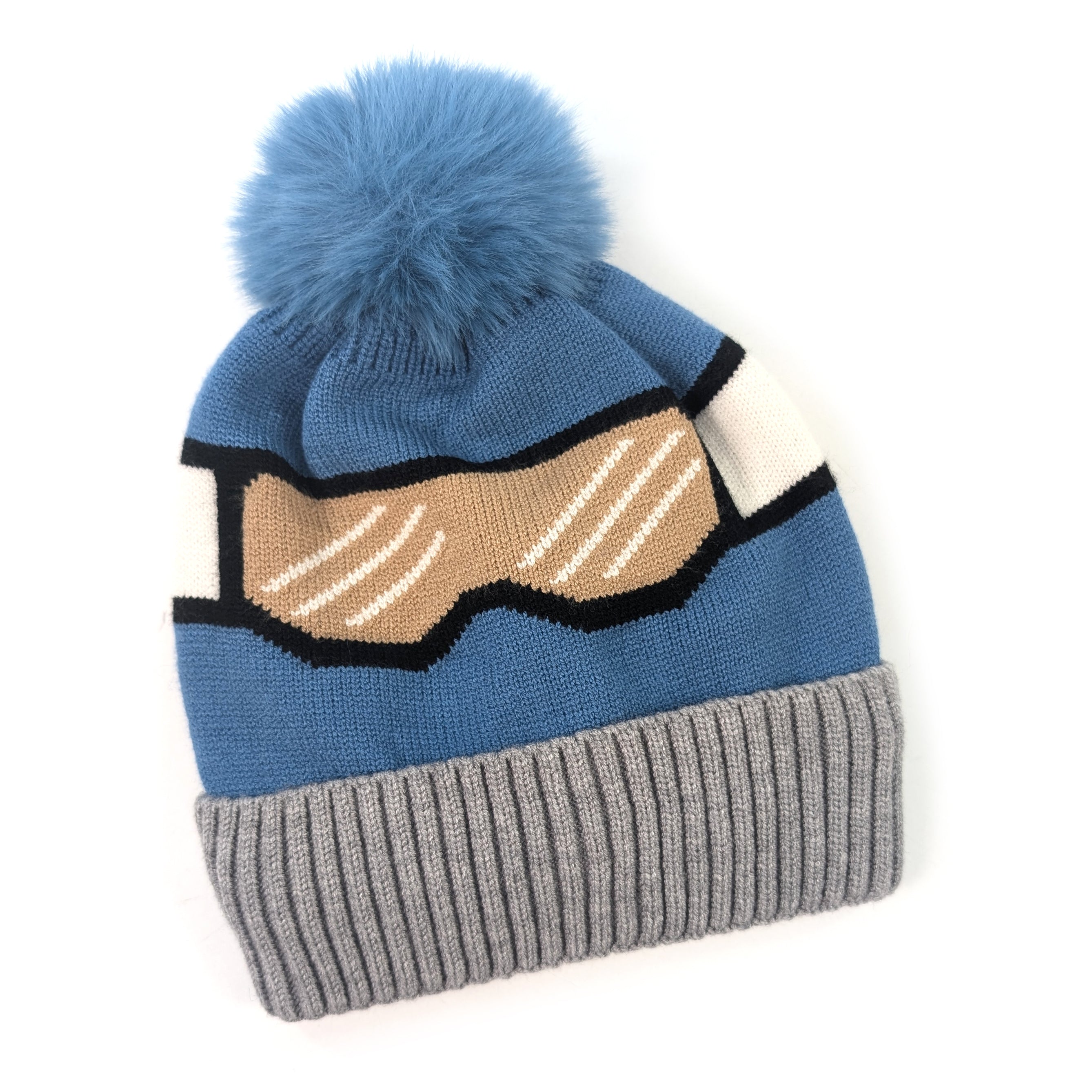 Kids' Bobble Hat - Soft Winter Beanie for Boys & Girls, Medium Size, Blue - Perfect for Snow Play, Skiing & Outdoor Activities
