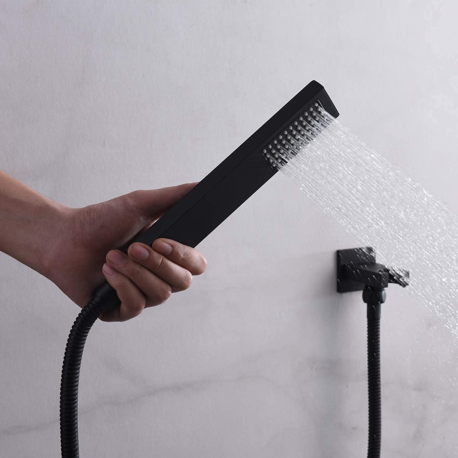 Premium Black Shower System S3218DI with Waterfall Roman Tub Faucet S2091DW - Modern Bathroom Fixtures for Luxurious Spa Experience at Home