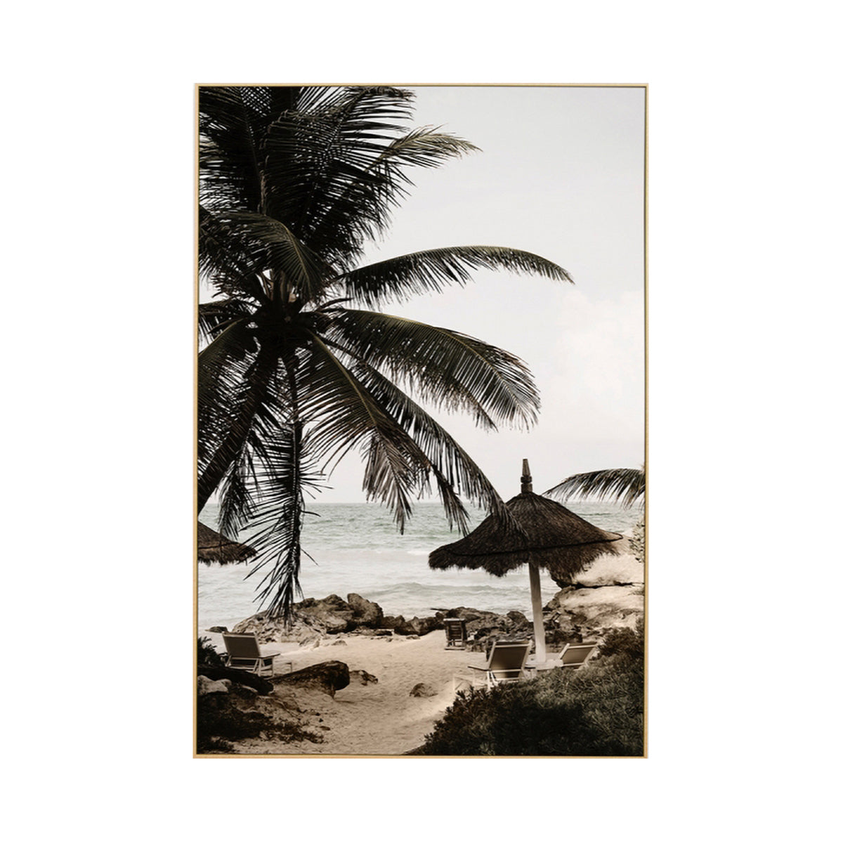 Caribbean Haven Tropical Beach Portrait Art Print - Wall Decor for Living Room, Bedroom & Office