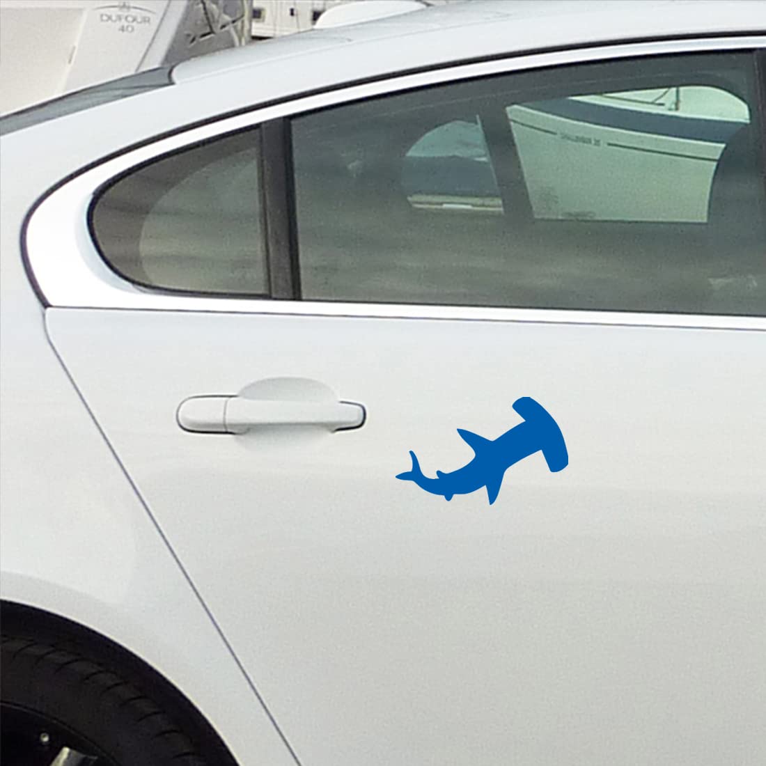 Premium Waterproof Vinyl Decal Stickers Set of 2 - Hammerhead Shark (Azure Blue) for Laptop, Phone, Helmet, Car Window, Bumper, Mug | Durable DIY Decoration for Home, Office, School - Perfect for Surfers, Marine Lovers & Shark Enthusiasts