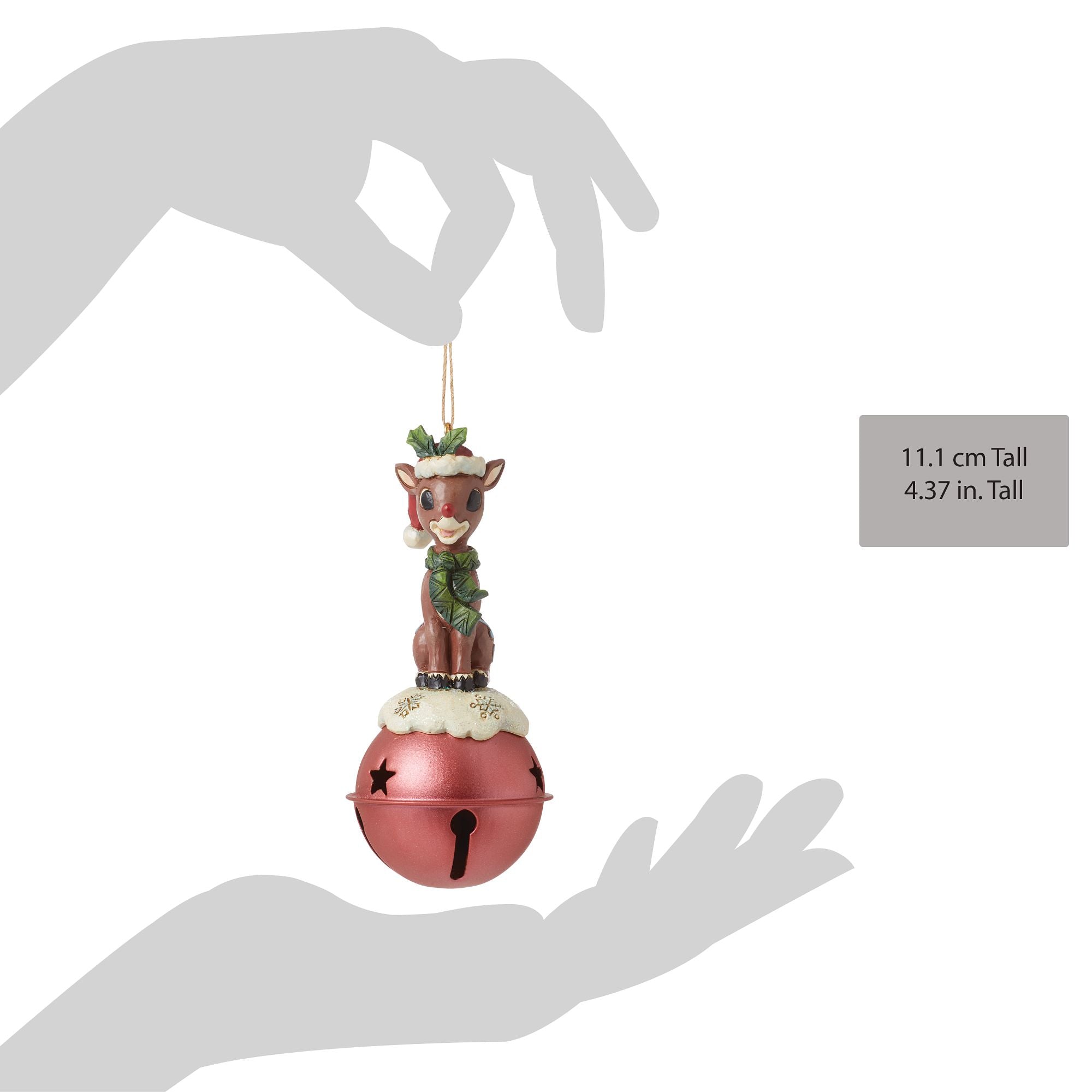 Rudolph Standing on Bell Handmade Ornament - Christmas Tree Decoration for Holiday Home Decor