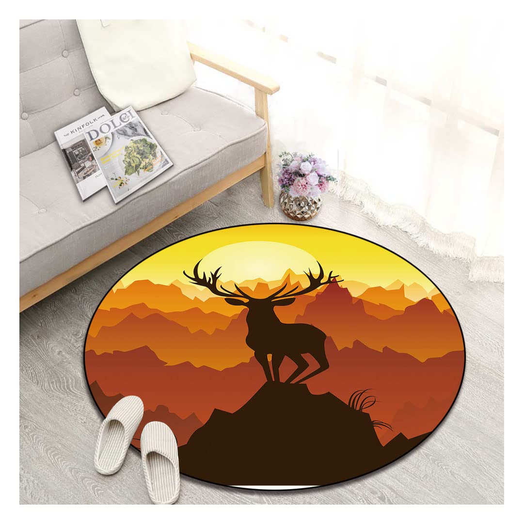 Non-Slip Printed Round Area Rug 55