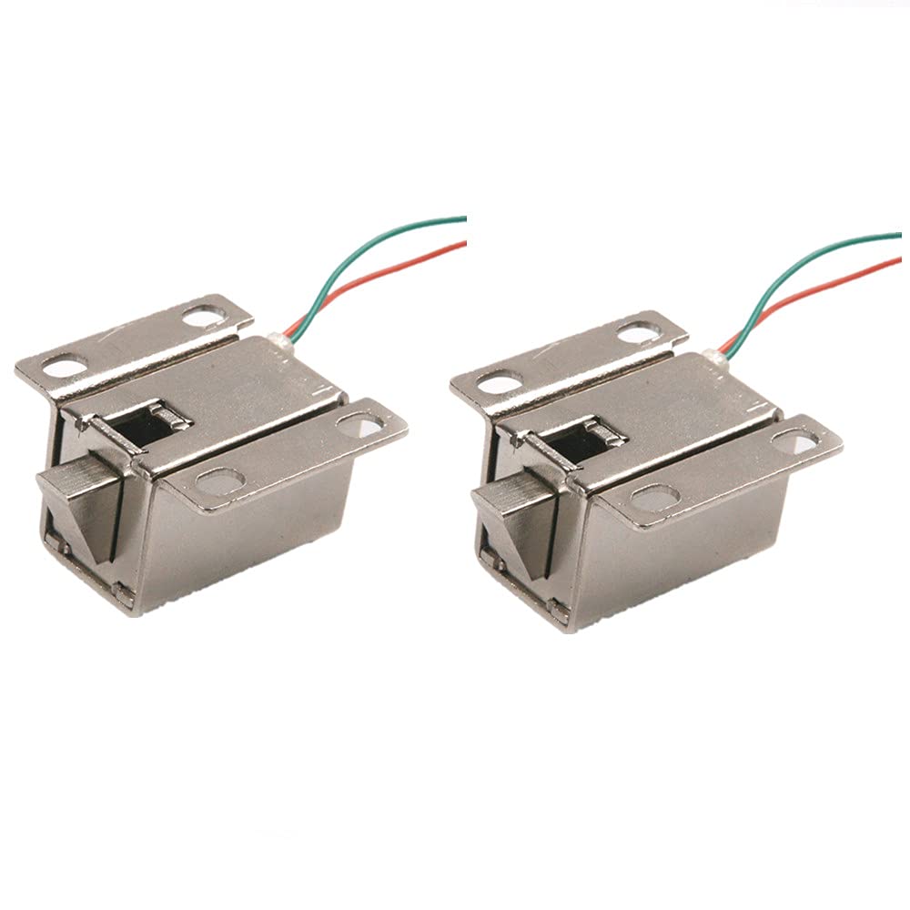 ARCADORA 2PCS 12V Ultra-Compact DC Electric Door Lock - Slim Solenoid Lock for Cabinet Drawer & Security Box - Perfect for Home Office Storage & RV Access Control