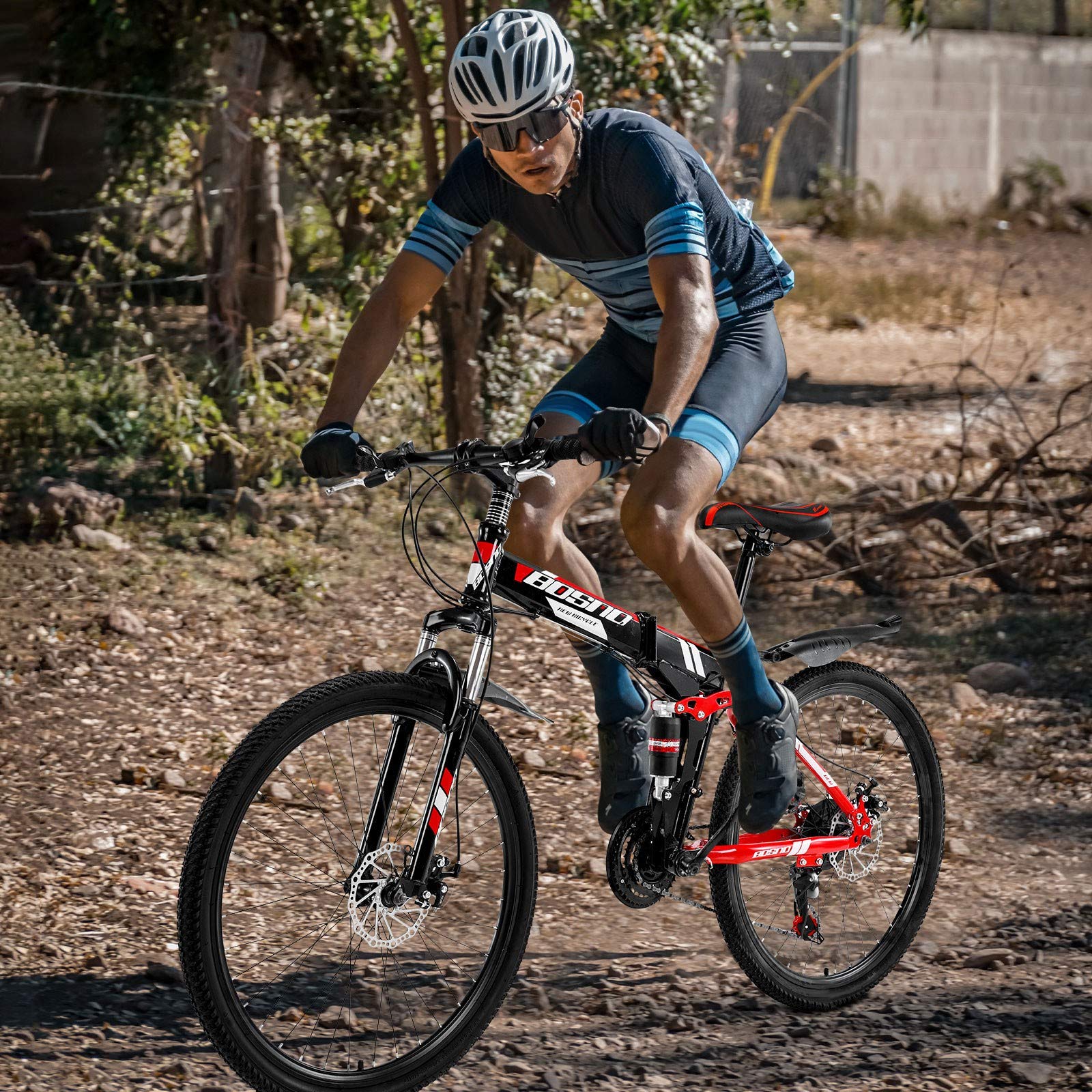 26 Inch Full Suspension Mountain Bike for Men & Adults - 21 Speed Folding Bicycle with Disc Brakes | High Carbon Steel Frame | Perfect for Off-Road, City Commuting & Mountain Trails | Great Gift for Cyclists & Outdoor Enthusiasts