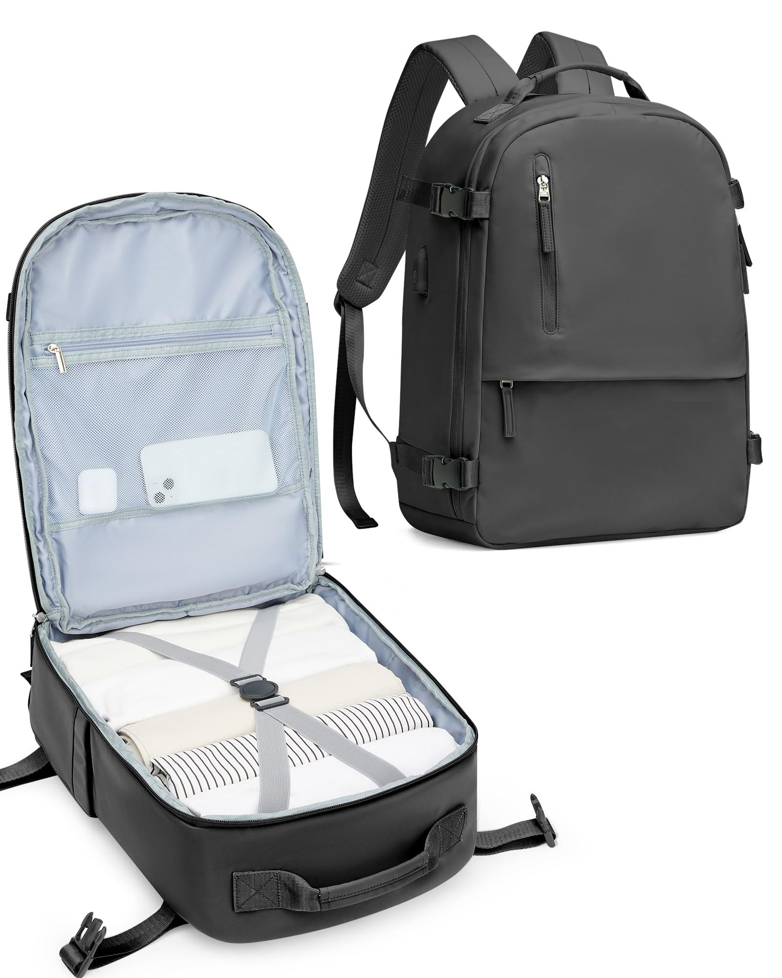 Lightweight Travel Backpack for Women & Men - TSA Approved Carry On Backpack with USB Charger, Water Resistant Daypack for Hiking, Business & Airplane Use - Perfect for Commuting, College & Weekend Getaways