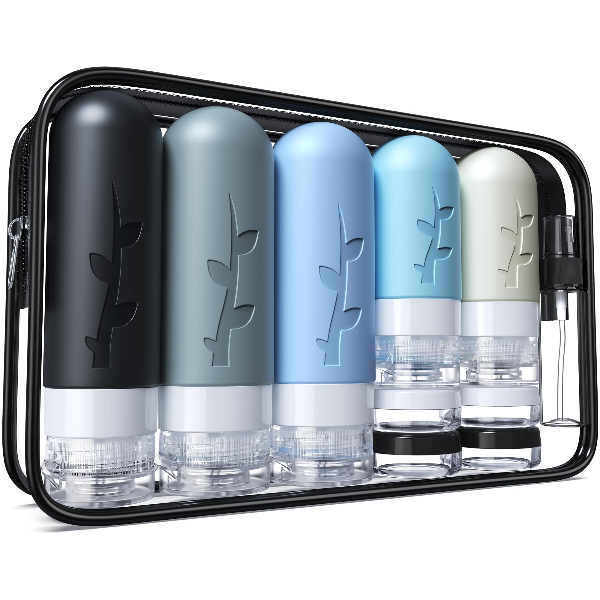 19-Pack TSA Approved Silicone Travel Bottles for Toiletries - Leakproof & Refillable Travel-Size Containers Set - Perfect for Airplane Carry-On, Gym, Camping & Vacation Essentials
