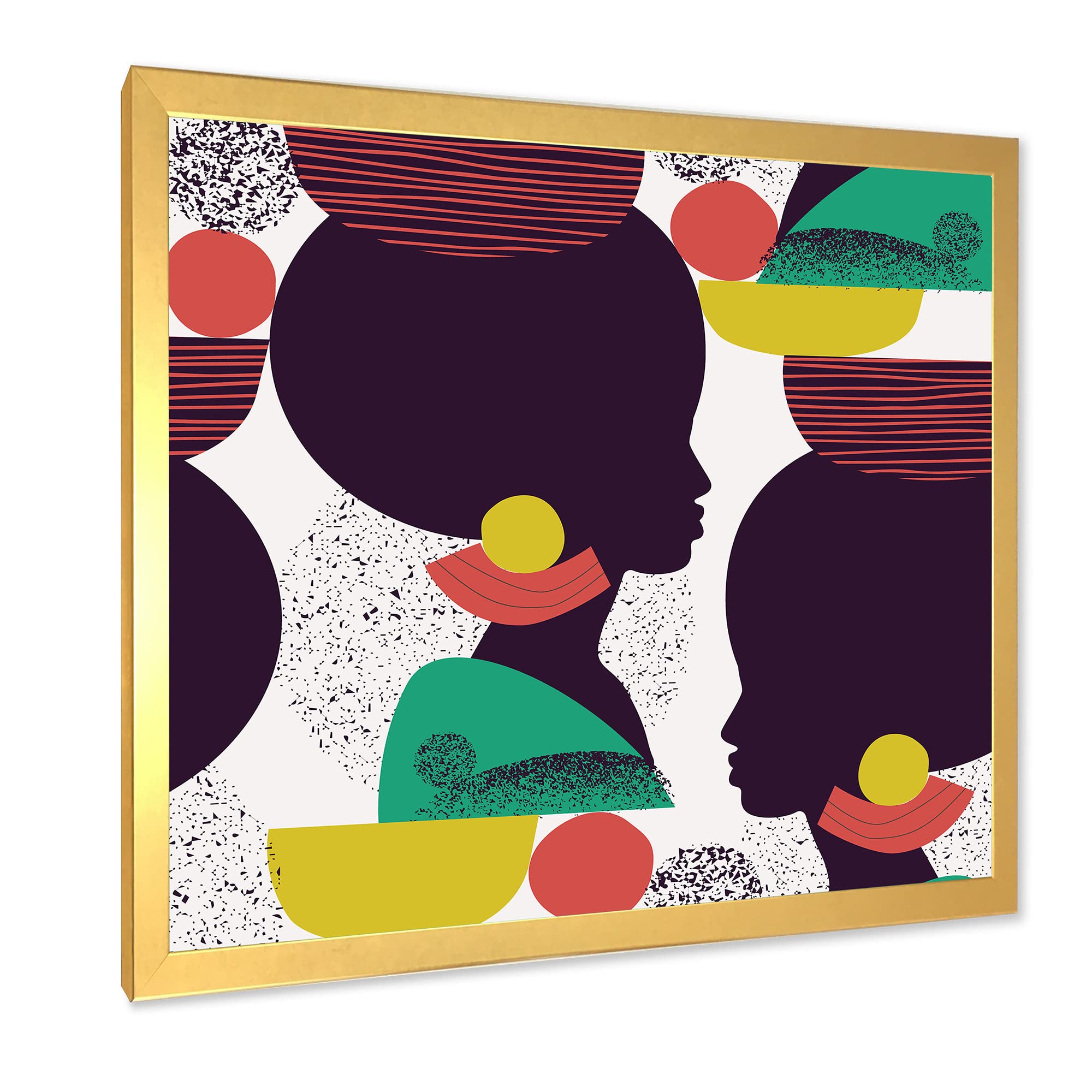DesignQ Ethnic Geometric Silhouette of African American III - Modern Framed Wall Art for Living Room, Bedroom & Office Decor