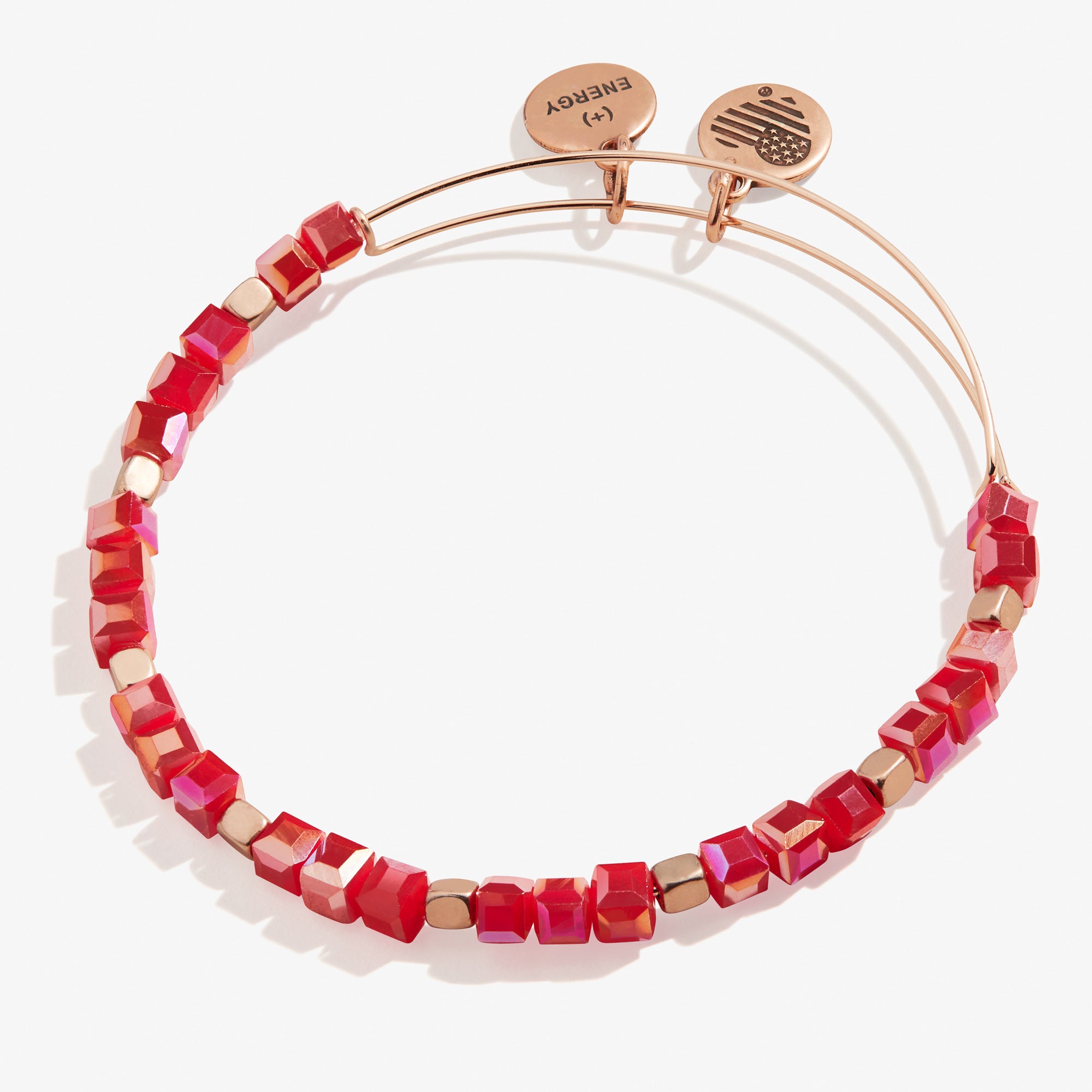 Dazzle Beaded Bangle Bracelet for Women - Raspberry Red Crystal Rhinestone Fashion Jewelry - Perfect for Parties, Weddings & Evening Events