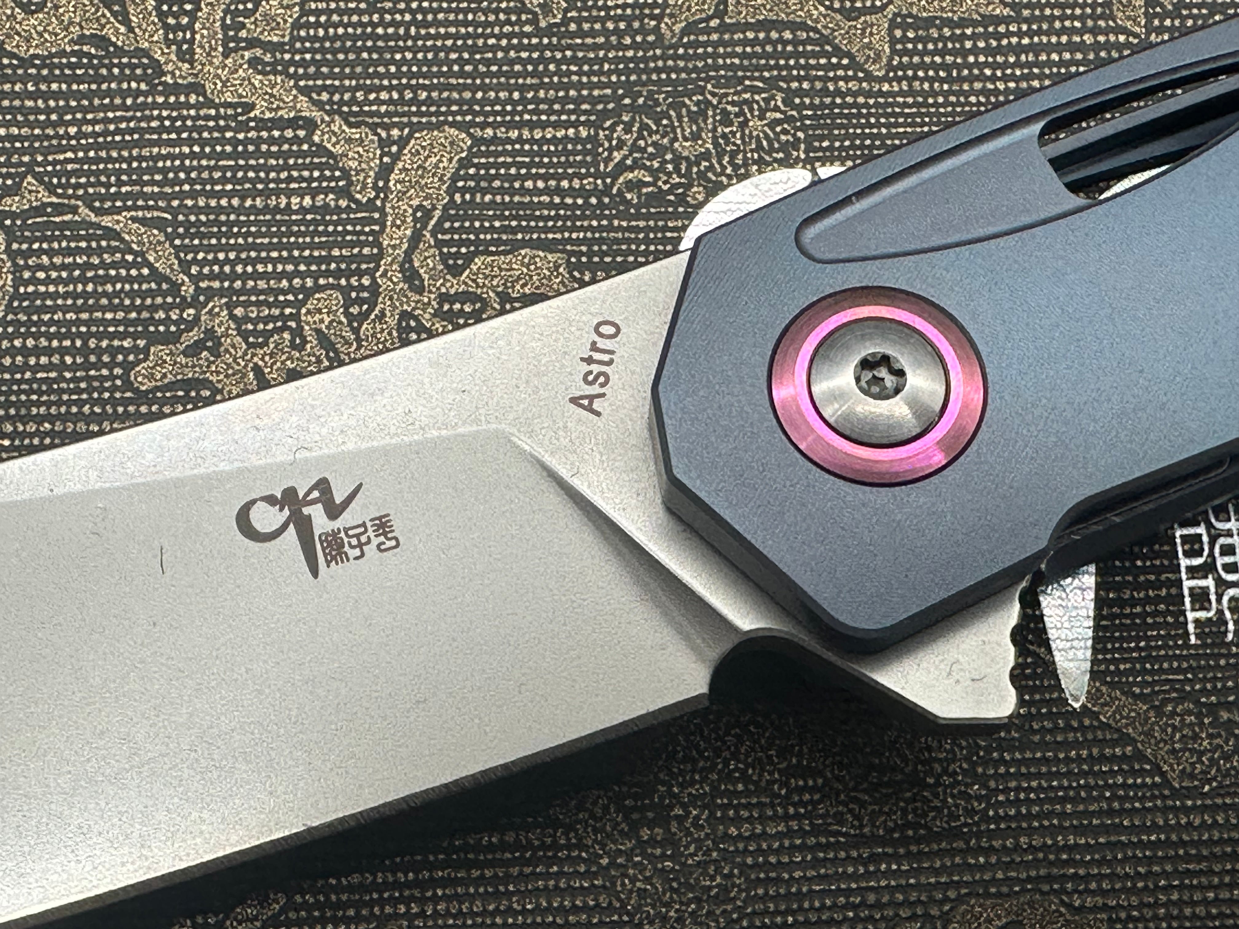 CH Knives Astro Framelock Blue Titanium Folding Pocket Knife - Bohler M390 Steel Blade - EDC, Camping & Outdoor Survival Gear