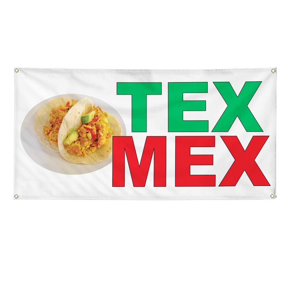 Durable Vinyl Banner - 48x96 Inches, Weatherproof for Outdoor Use - Tax Mex Green & Red - Ideal for Food Bars, Restaurants, Food Trucks, Business Signs & Industrial Yard Signs - Heavy-Duty with 8 Grommets (Multiple Sizes Available)